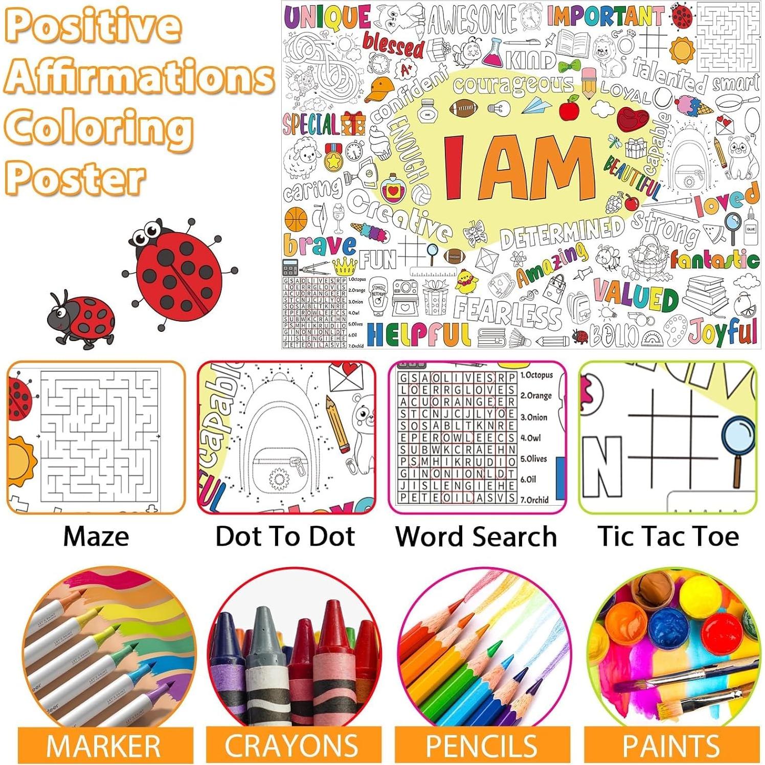 Póster Gigante para Colorear Naozinebi 132x87 cm Afirmaciones