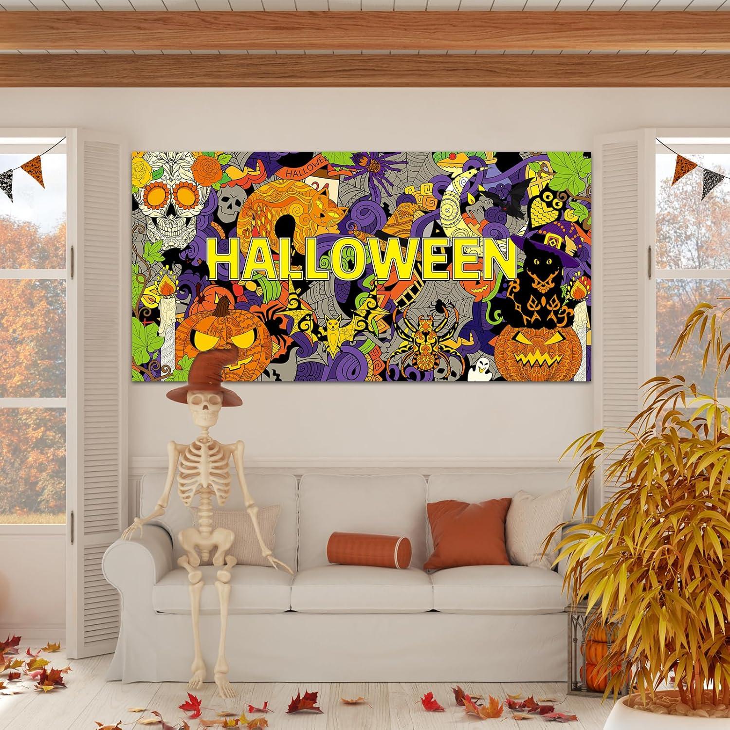 Póster Gigante de Mandala para Colorear Halloween ZOIIWA 63.5x127cm