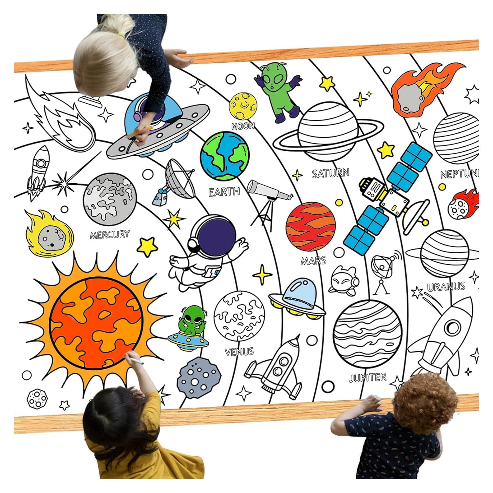 Mantel Grande para Colorear Espacio Exterior Leezead 80x110 cm