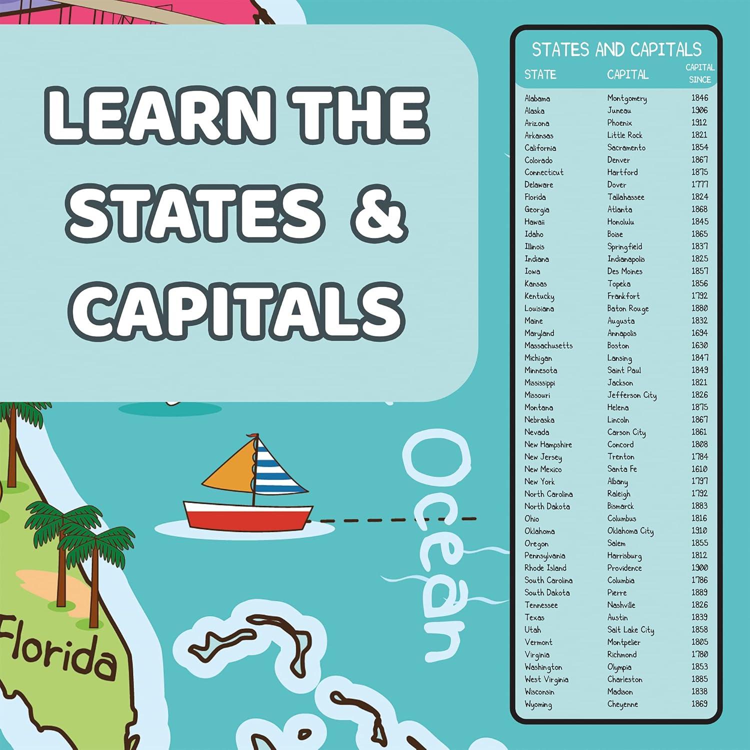 Póster Gigante para Colorear Mapa de EE. UU. Dekali 132x89 cm