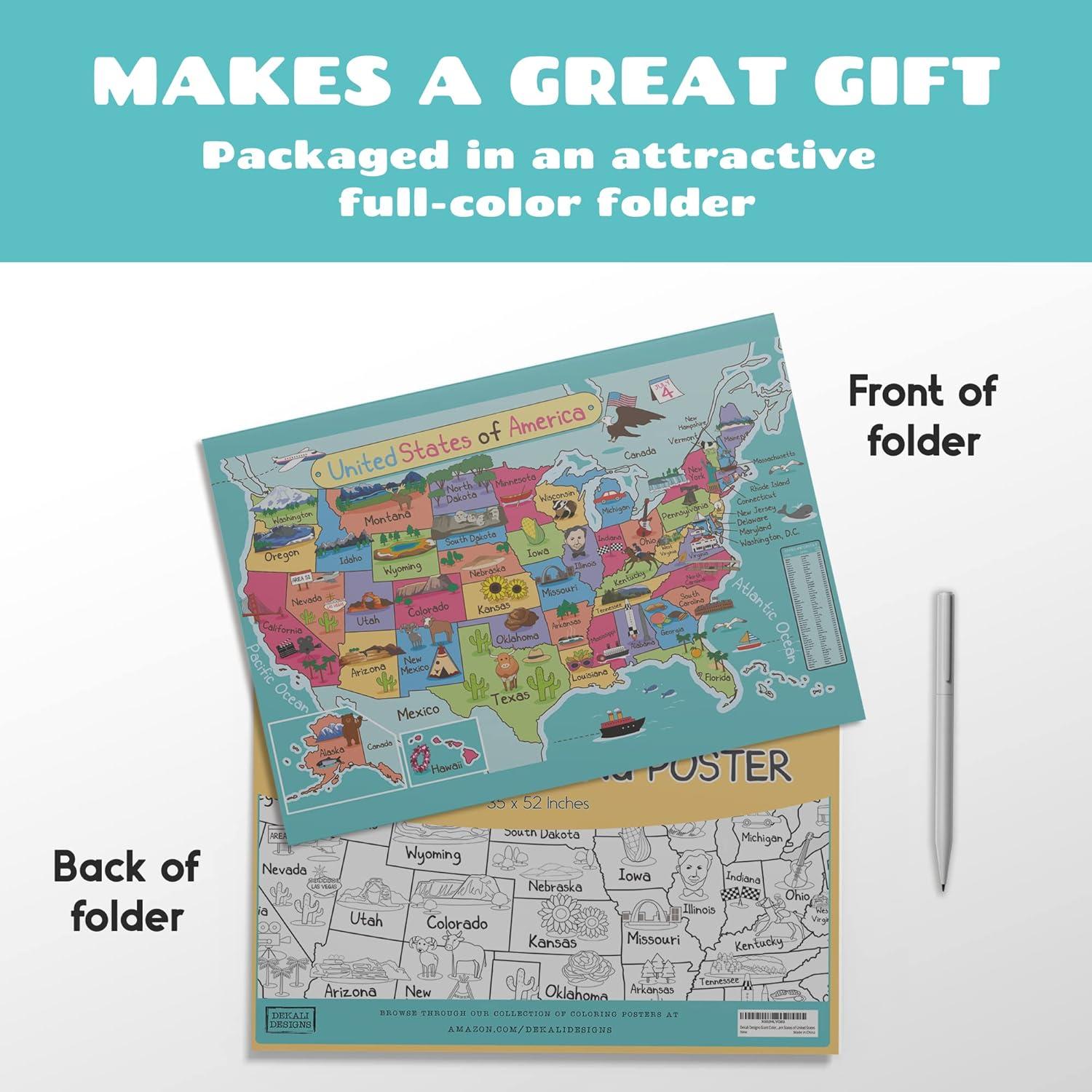 Póster Gigante para Colorear Mapa de EE. UU. Dekali 132x89 cm
