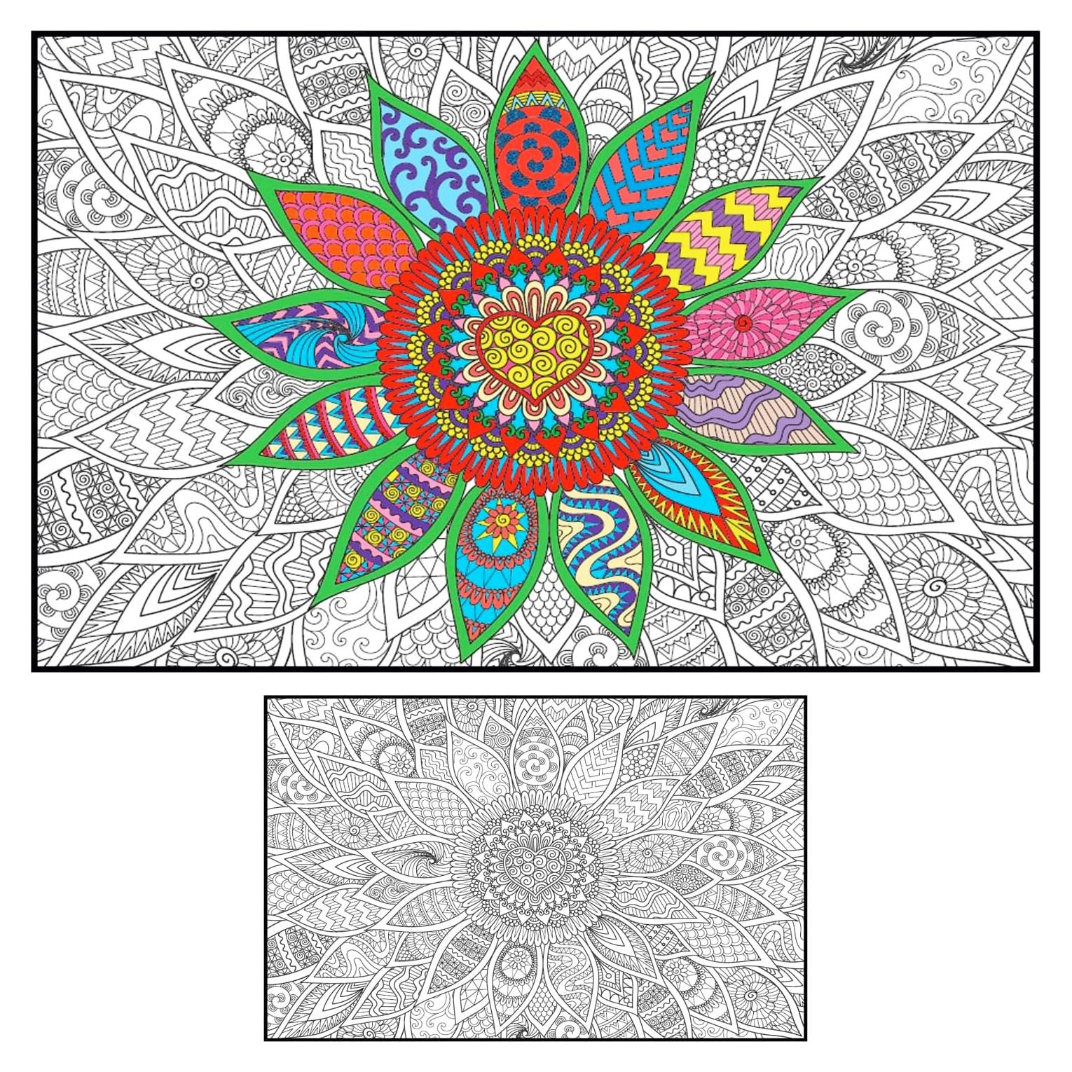 Póster de Colorear Gigante Mandala ALEX Art 97.79x67.78cm