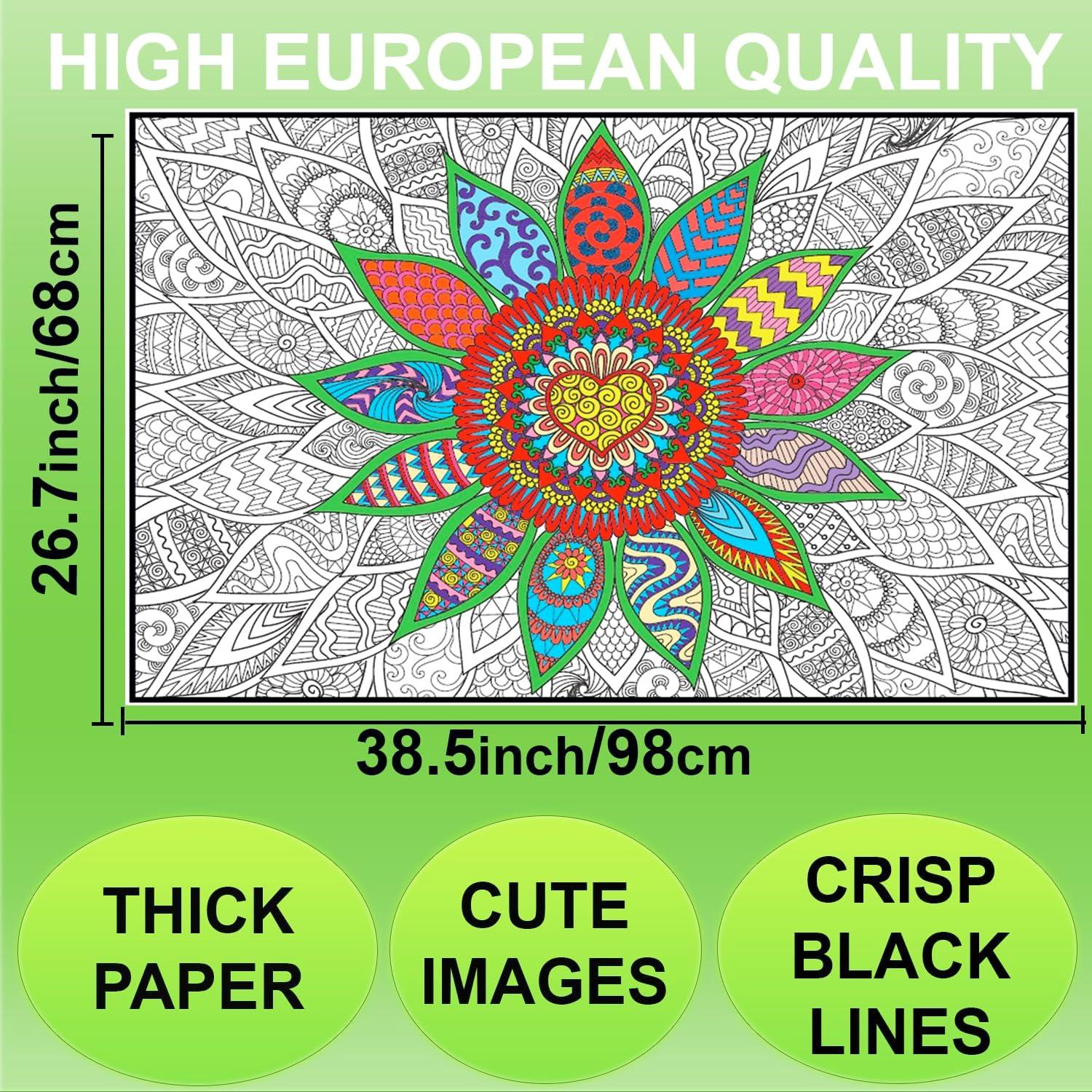 Póster de Colorear Gigante Mandala ALEX Art 97.79x67.78cm