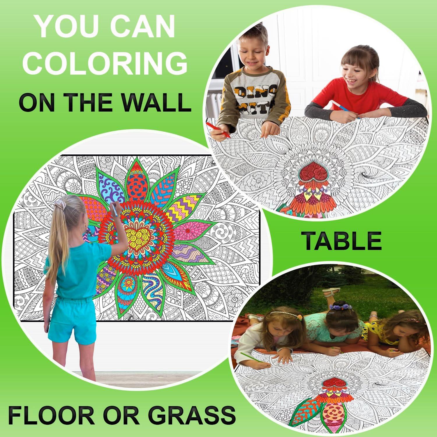 Póster de Colorear Gigante Mandala ALEX Art 97.79x67.78cm