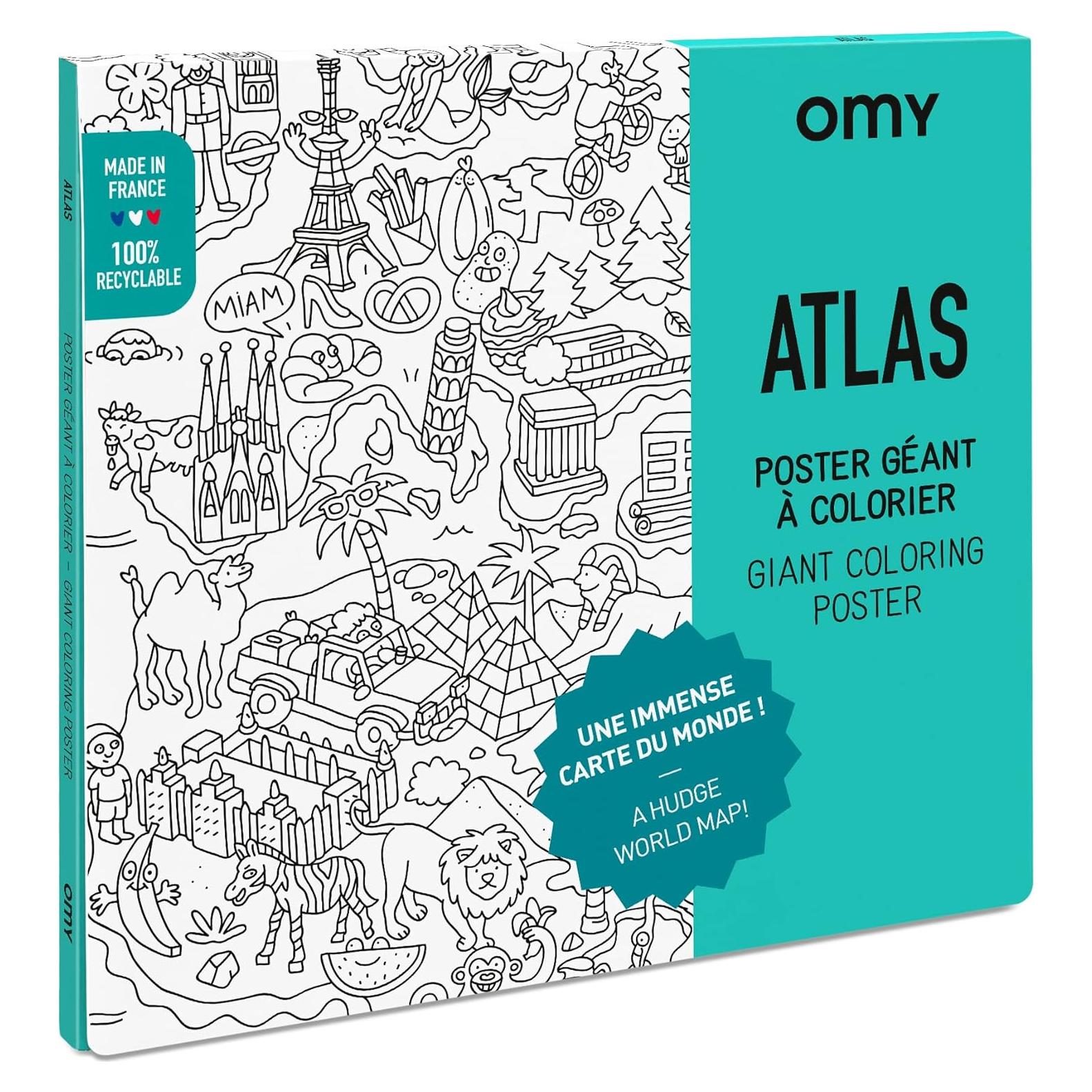 Póster para Colorear Gigante Omy Atlas Mapa del Mundo 101.6x71.1cm