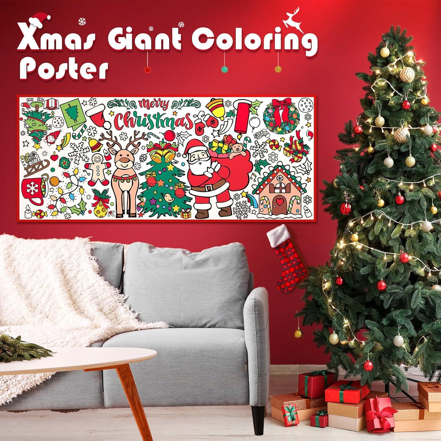 Póster para Colorear Gigante Tetor 76.2 x 182.9 cm Navidad