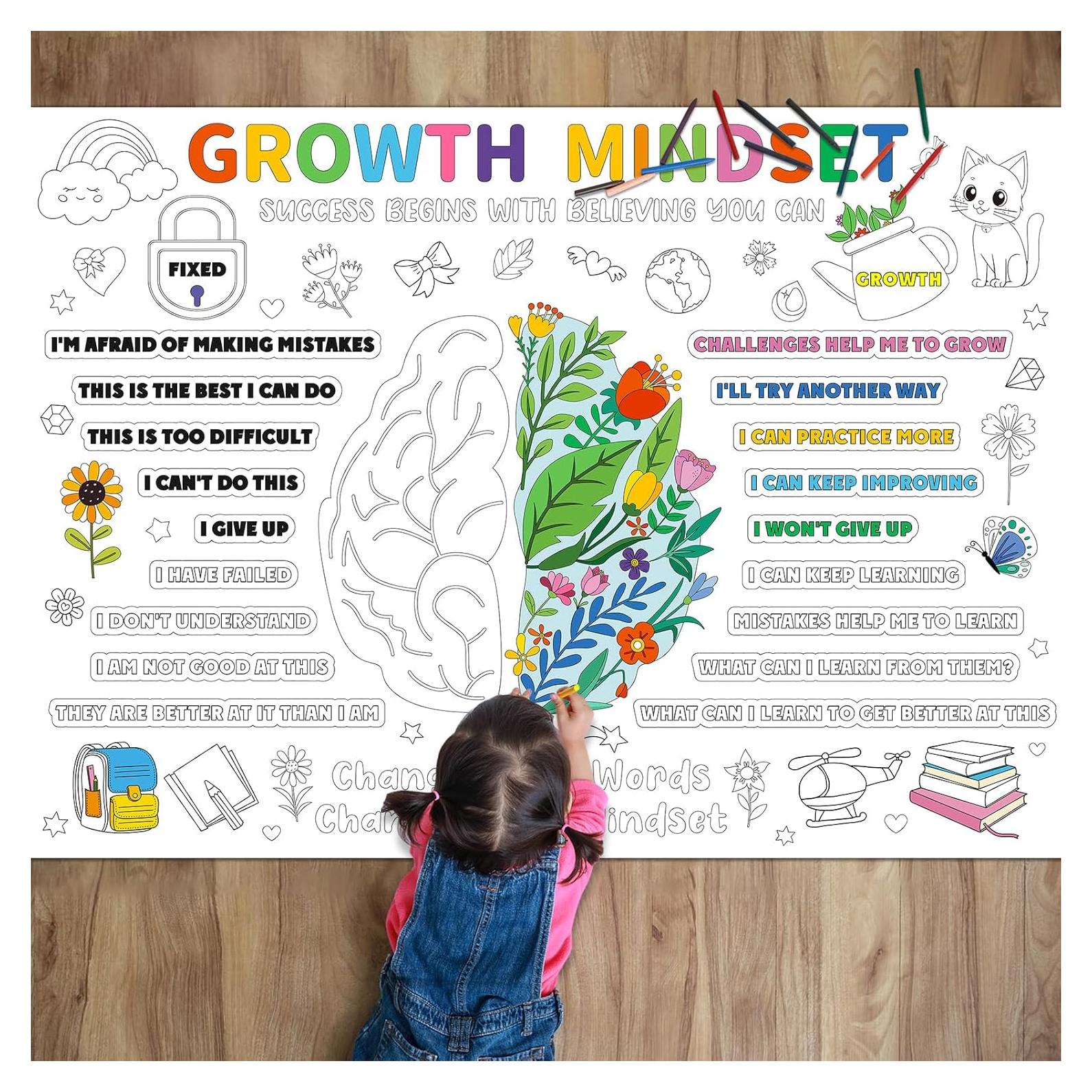 Póster para Colorear Gigante Naozinebi 110x80 cm Mentalidad de Crecimiento