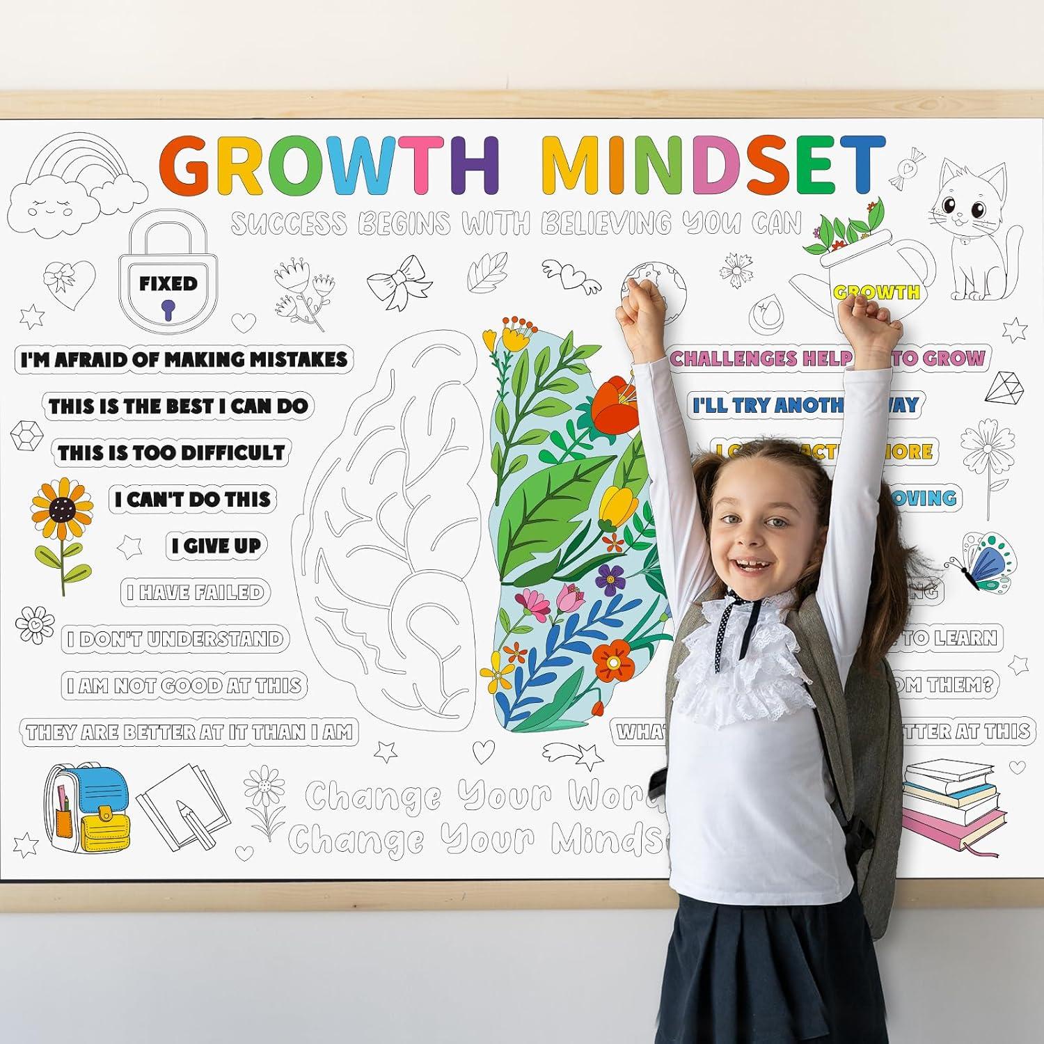 Póster para Colorear Gigante Naozinebi 110x80 cm Mentalidad de Crecimiento