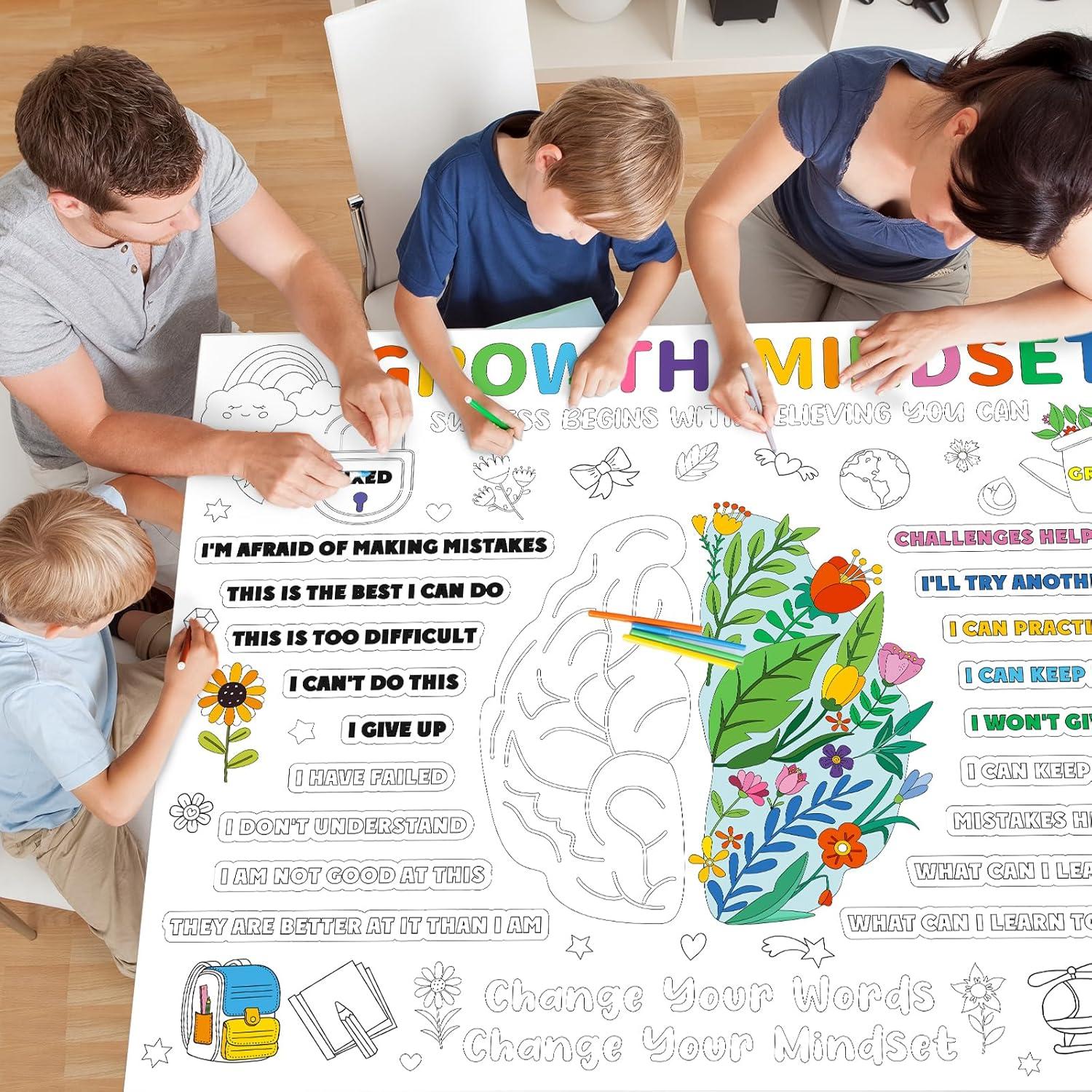 Póster para Colorear Gigante Naozinebi 110x80 cm Mentalidad de Crecimiento