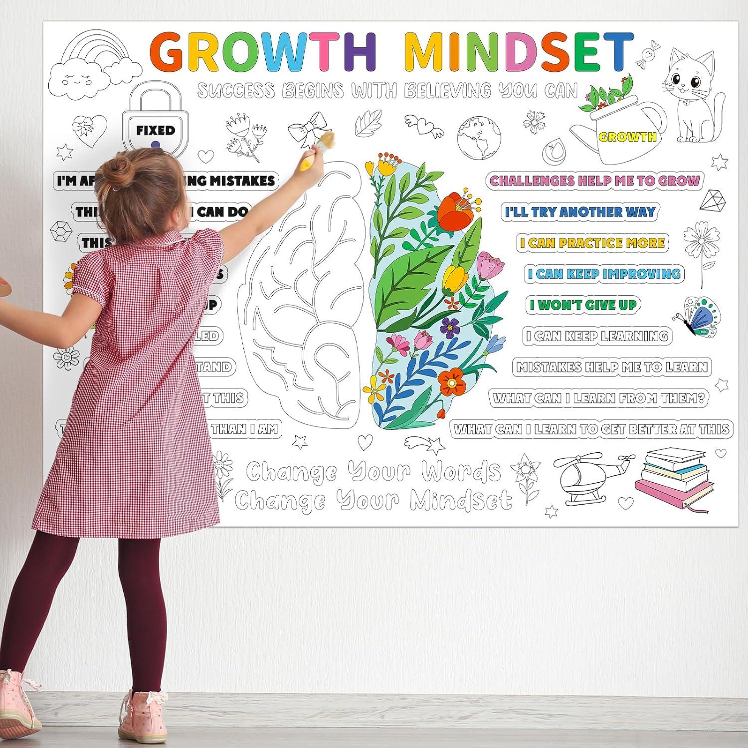 Póster para Colorear Gigante Naozinebi 110x80 cm Mentalidad de Crecimiento