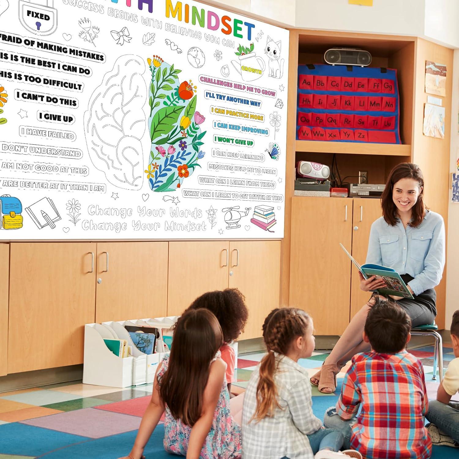 Póster para Colorear Gigante Naozinebi 110x80 cm Mentalidad de Crecimiento