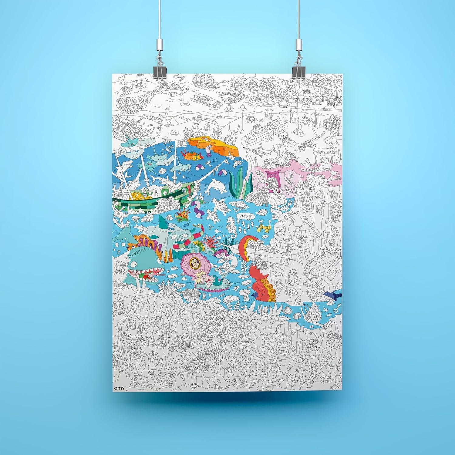 Póster para Colorear Omy Océano 101.6 x 71.1 cm - Diversión Familiar