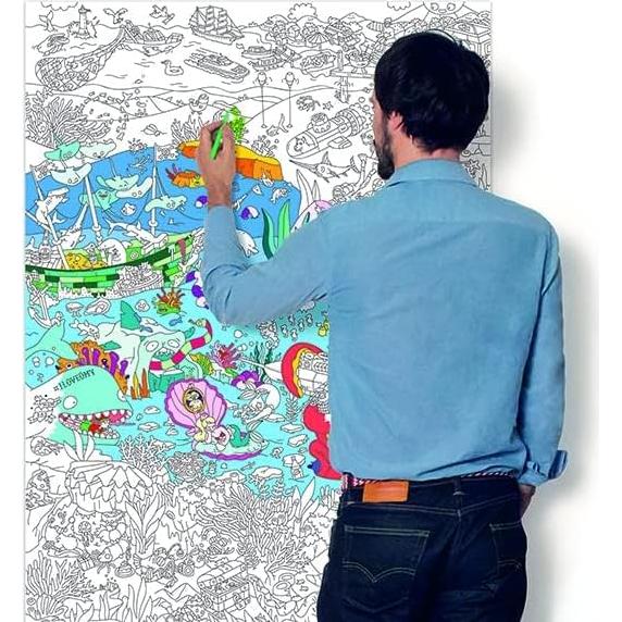 Póster para Colorear Omy Océano 101.6 x 71.1 cm - Diversión Familiar