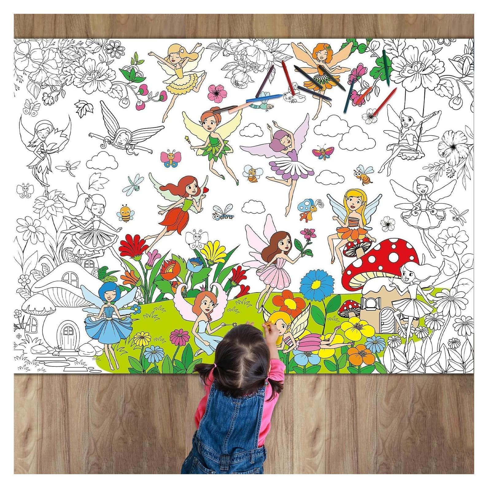 Póster Gigante para Colorear Jardín de Hadas 80x110cm