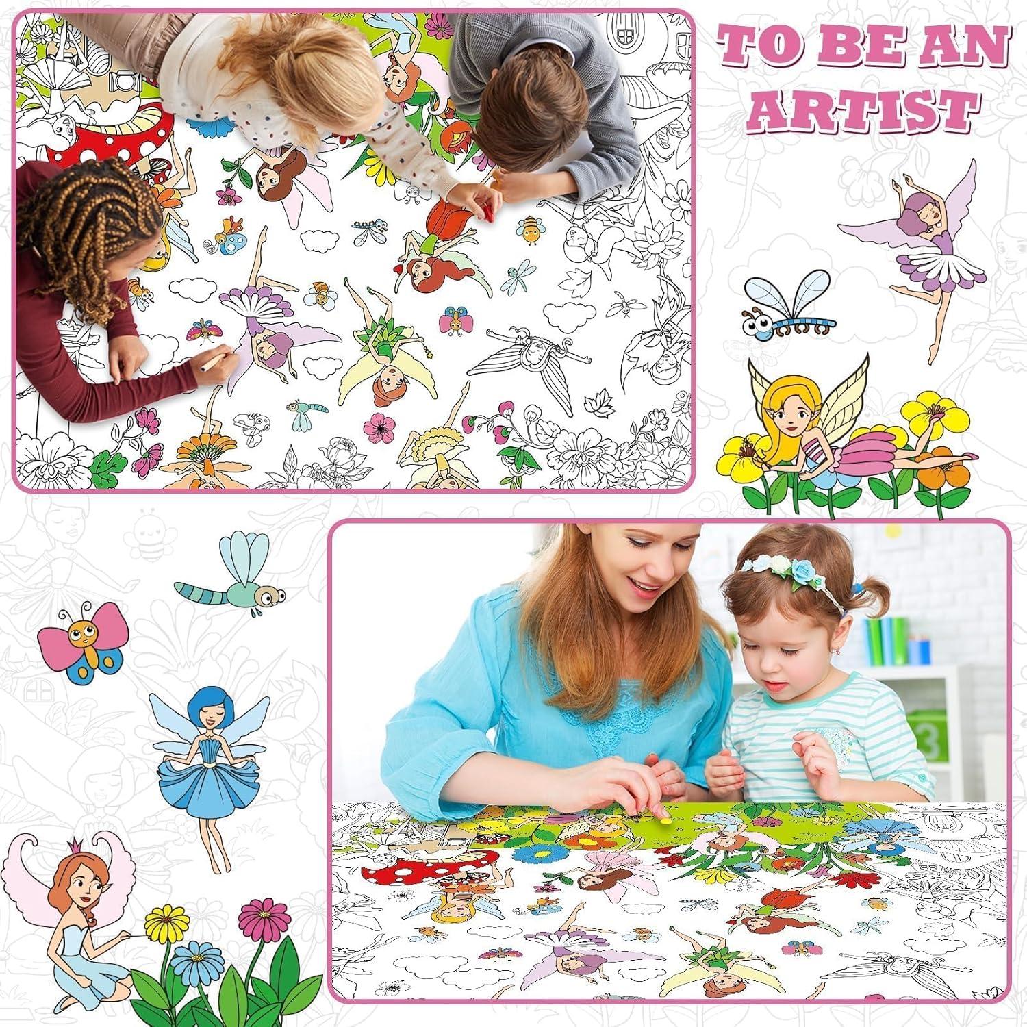 Póster Gigante para Colorear Jardín de Hadas 80x110cm