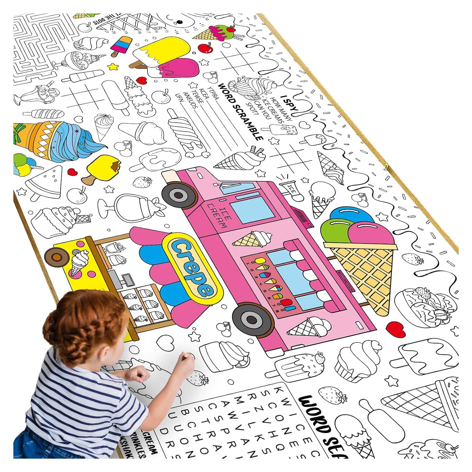 Póster Gigante para Colorear Helado Naozinebi 180x80 cm