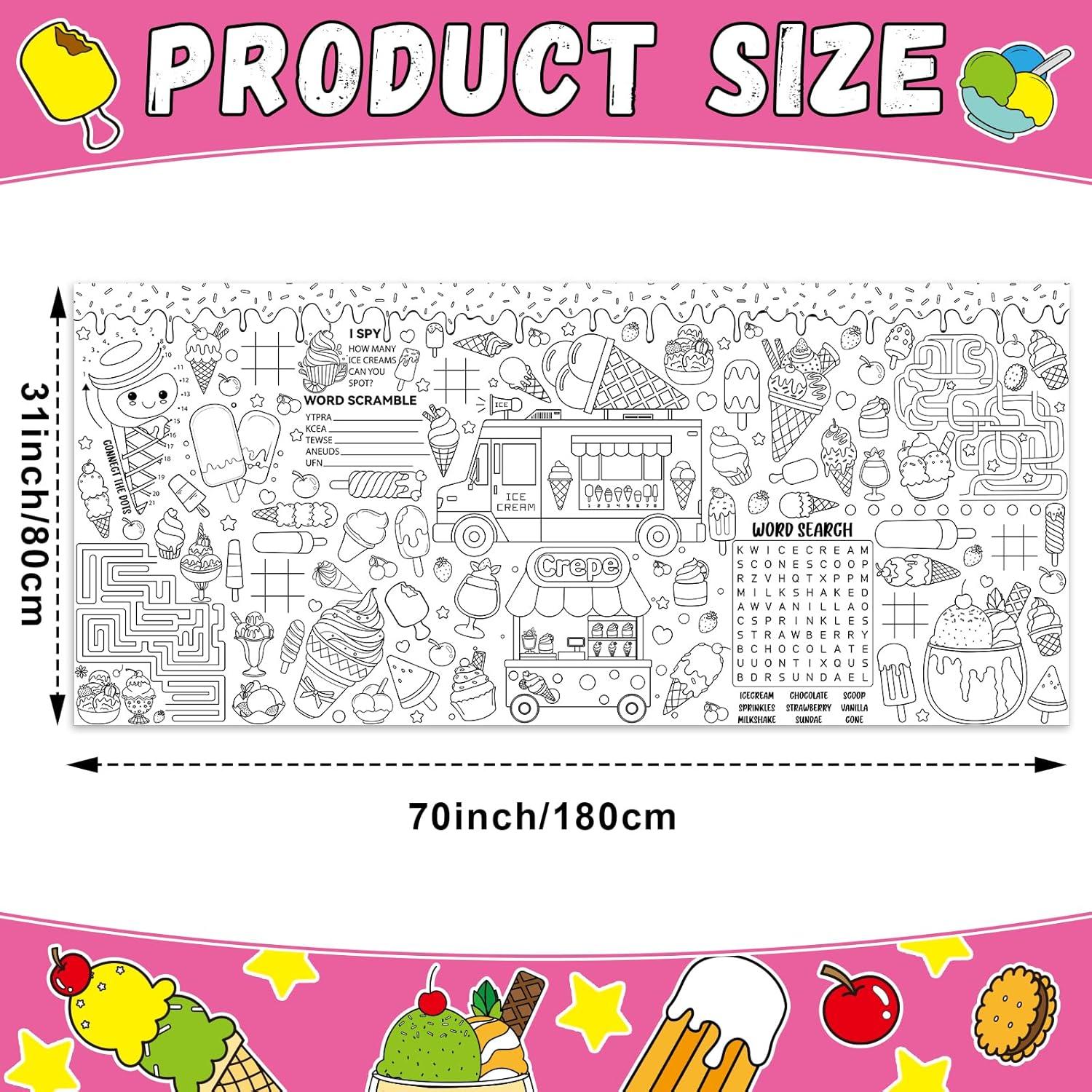 Póster Gigante para Colorear Helado Naozinebi 180x80 cm