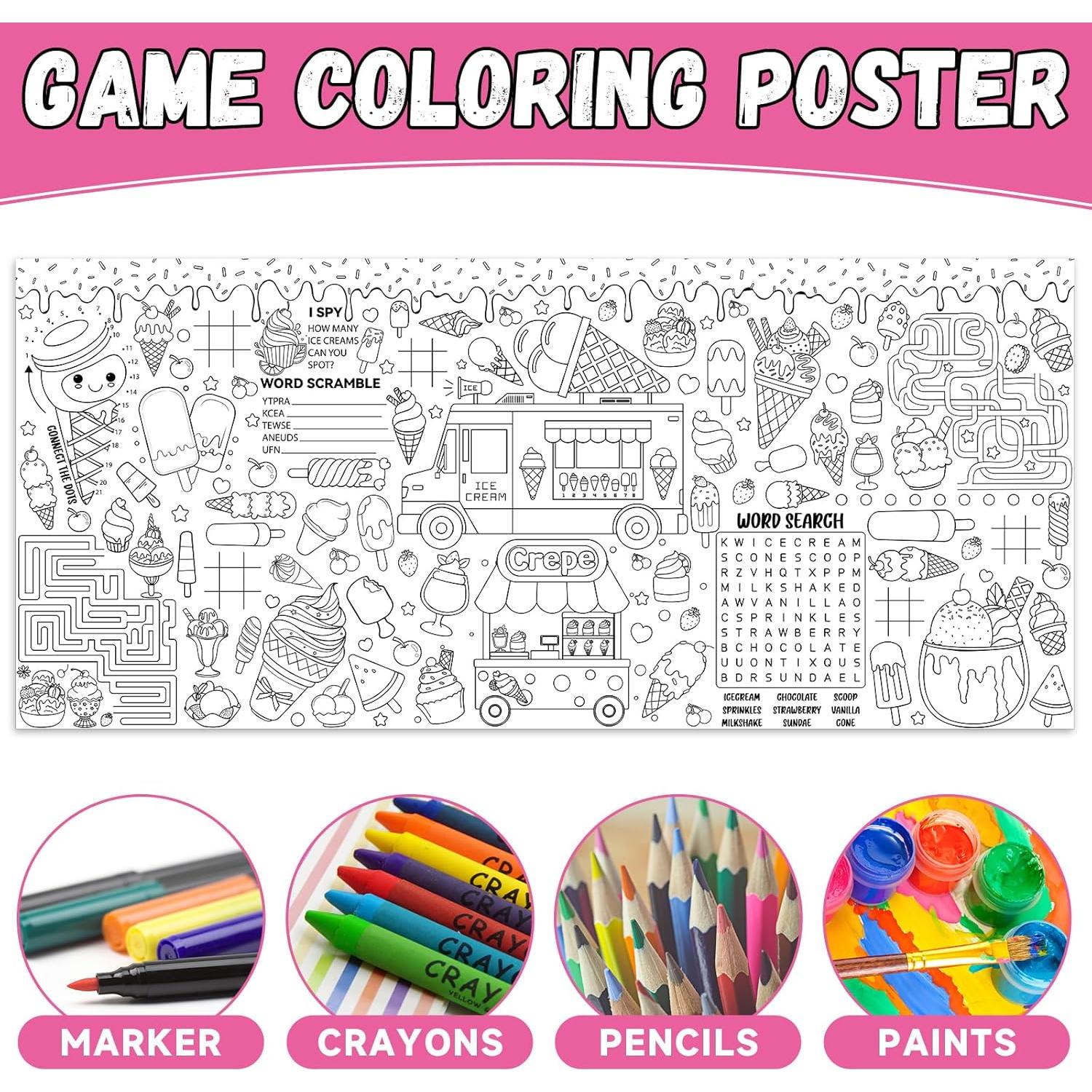 Póster Gigante para Colorear Helado Naozinebi 180x80 cm