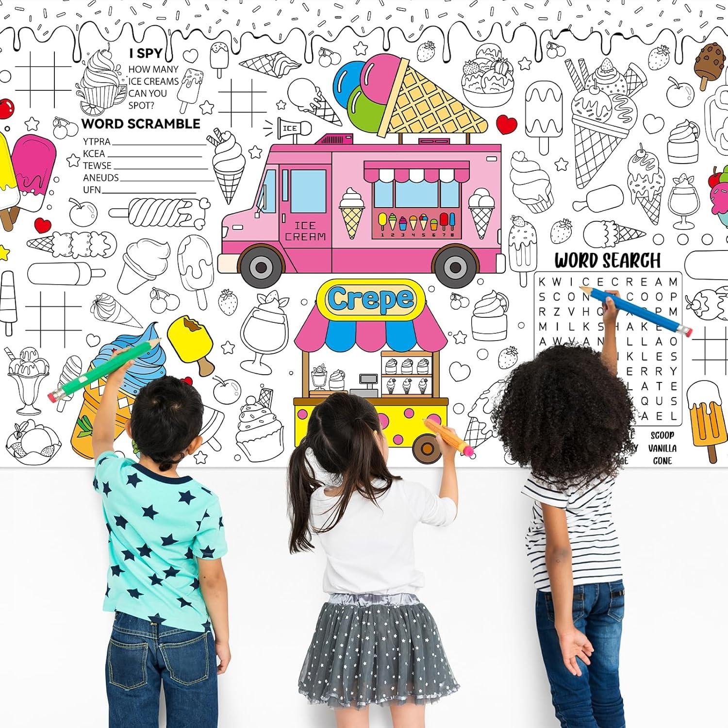 Póster Gigante para Colorear Helado Naozinebi 180x80 cm