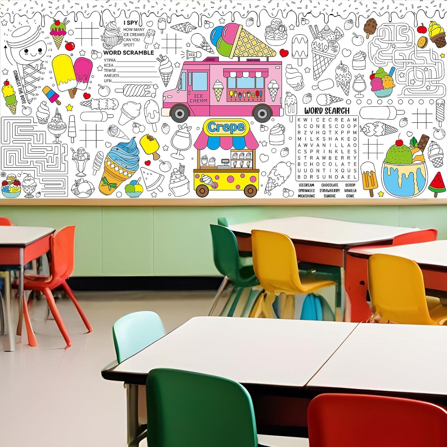 Póster Gigante para Colorear Helado Naozinebi 180x80 cm