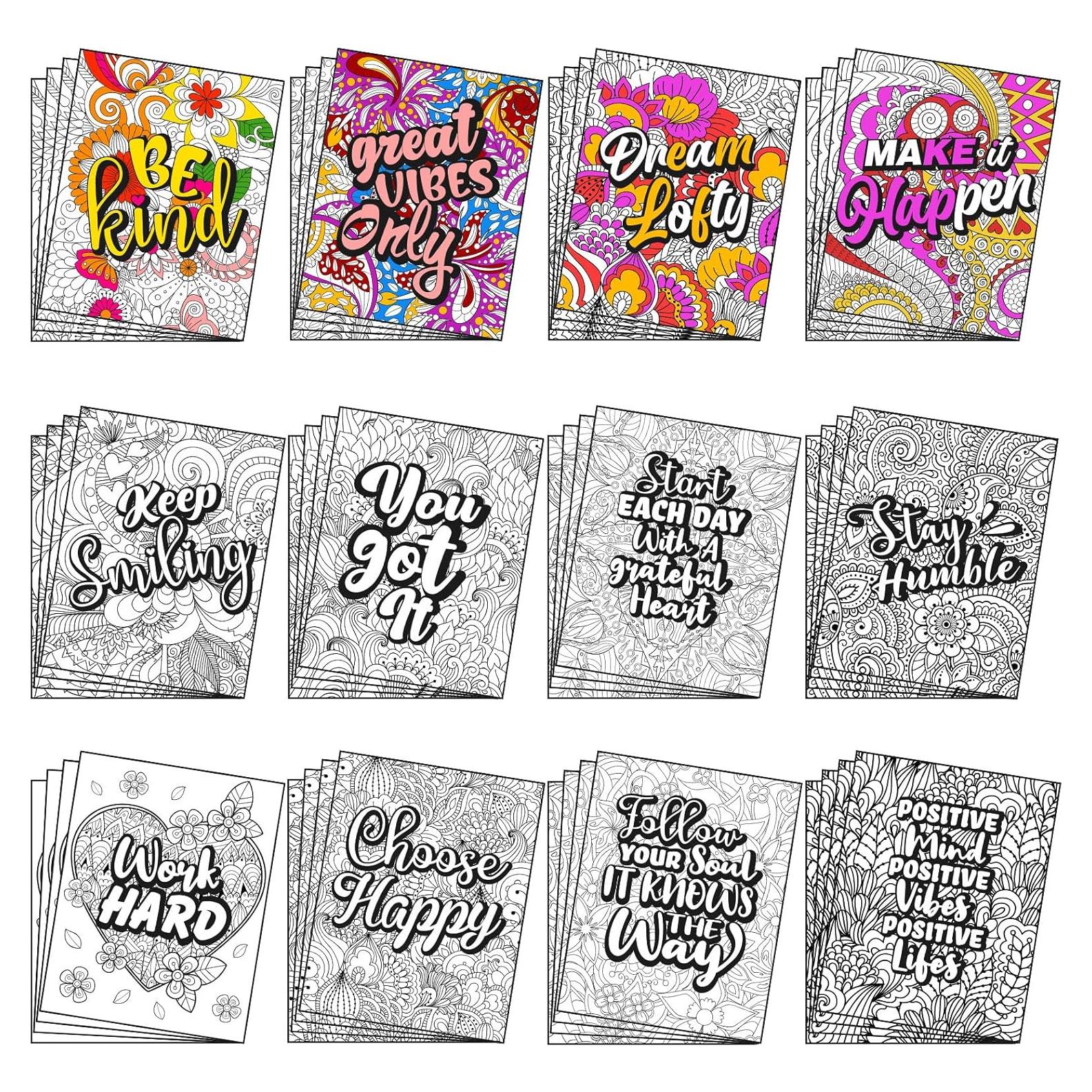 Geyoga 48 Pósteres de Colorear Mandala 28x21 cm para Adultos