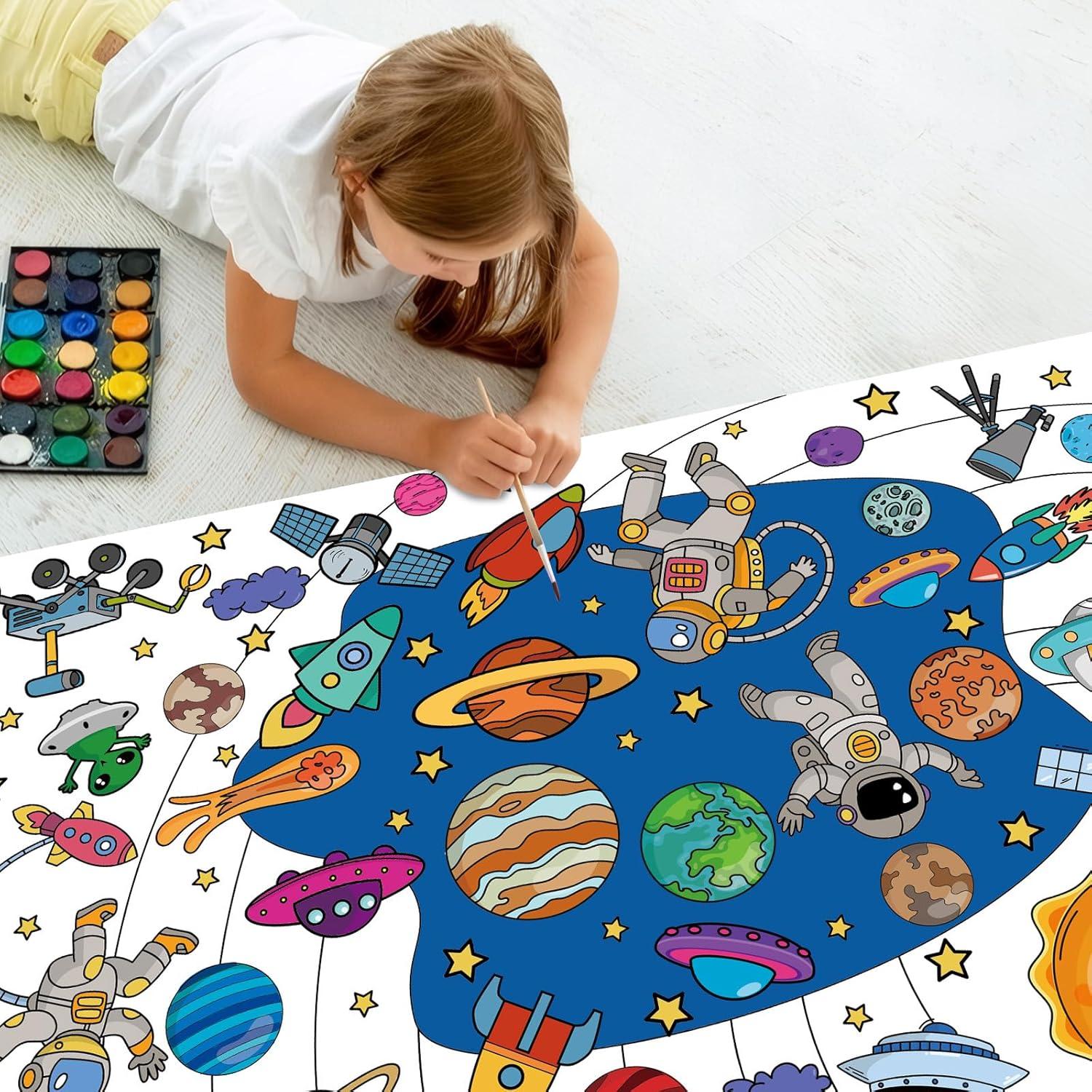 Póster Gigante para Colorear AUGSUN 2 Pcs Dinosaurios y Espacio