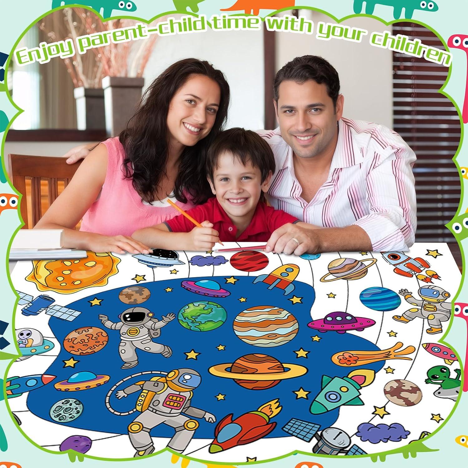 Póster Gigante para Colorear AUGSUN 2 Pcs Dinosaurios y Espacio