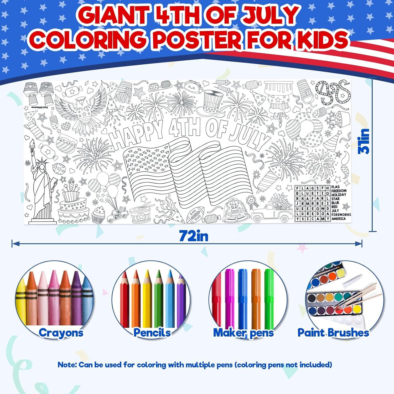 Póster para Colorear ZMLM Día de la Independencia 182.88x78.74cm