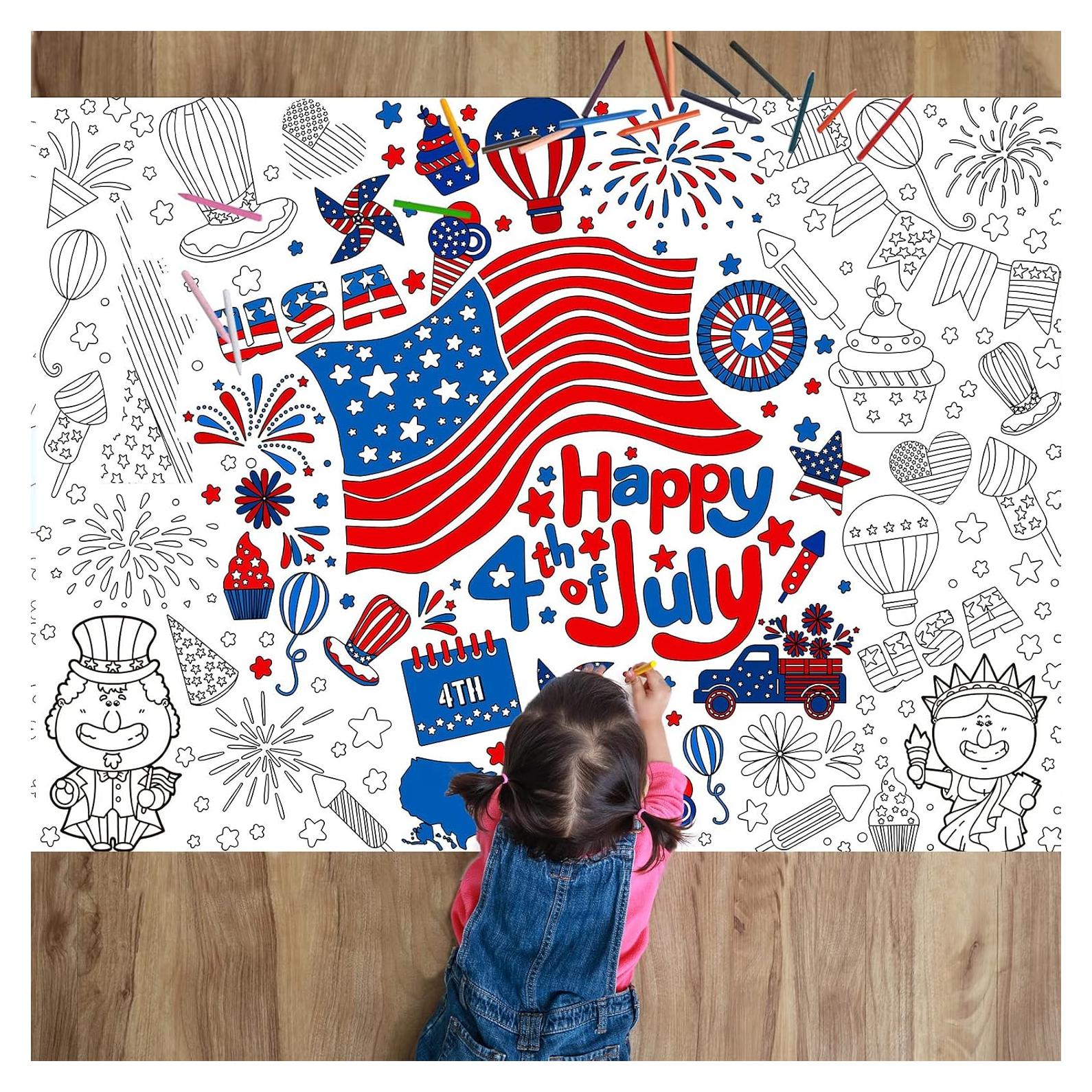 Póster gigante para colorear 4 de julio ZOIIWA 109.5x80 cm