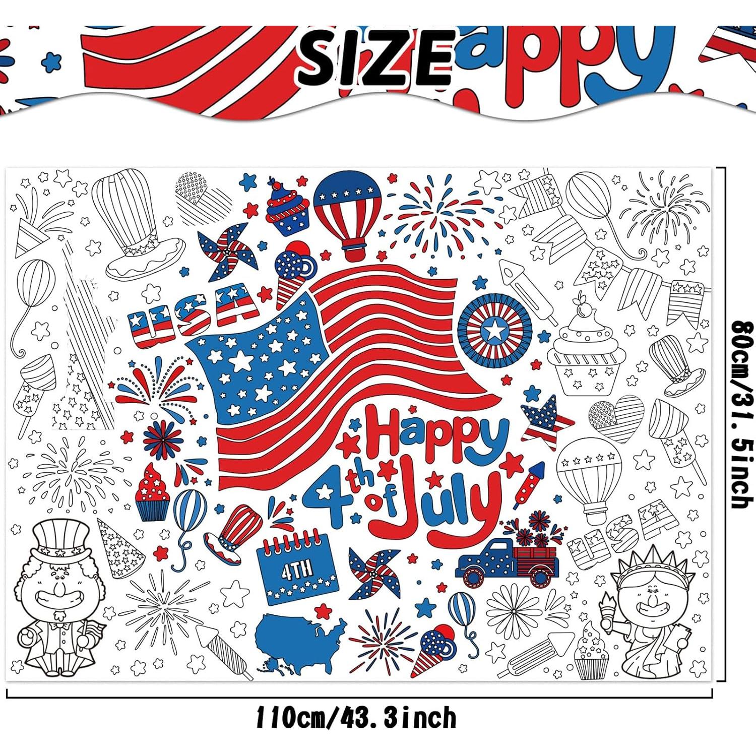 Póster gigante para colorear 4 de julio ZOIIWA 109.5x80 cm
