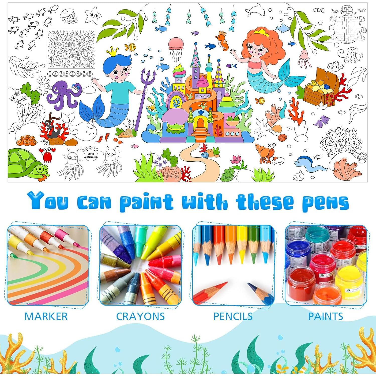 Carteles Gigantes para Colorear Motipuns 2 Pcs Sirenas 89x180cm