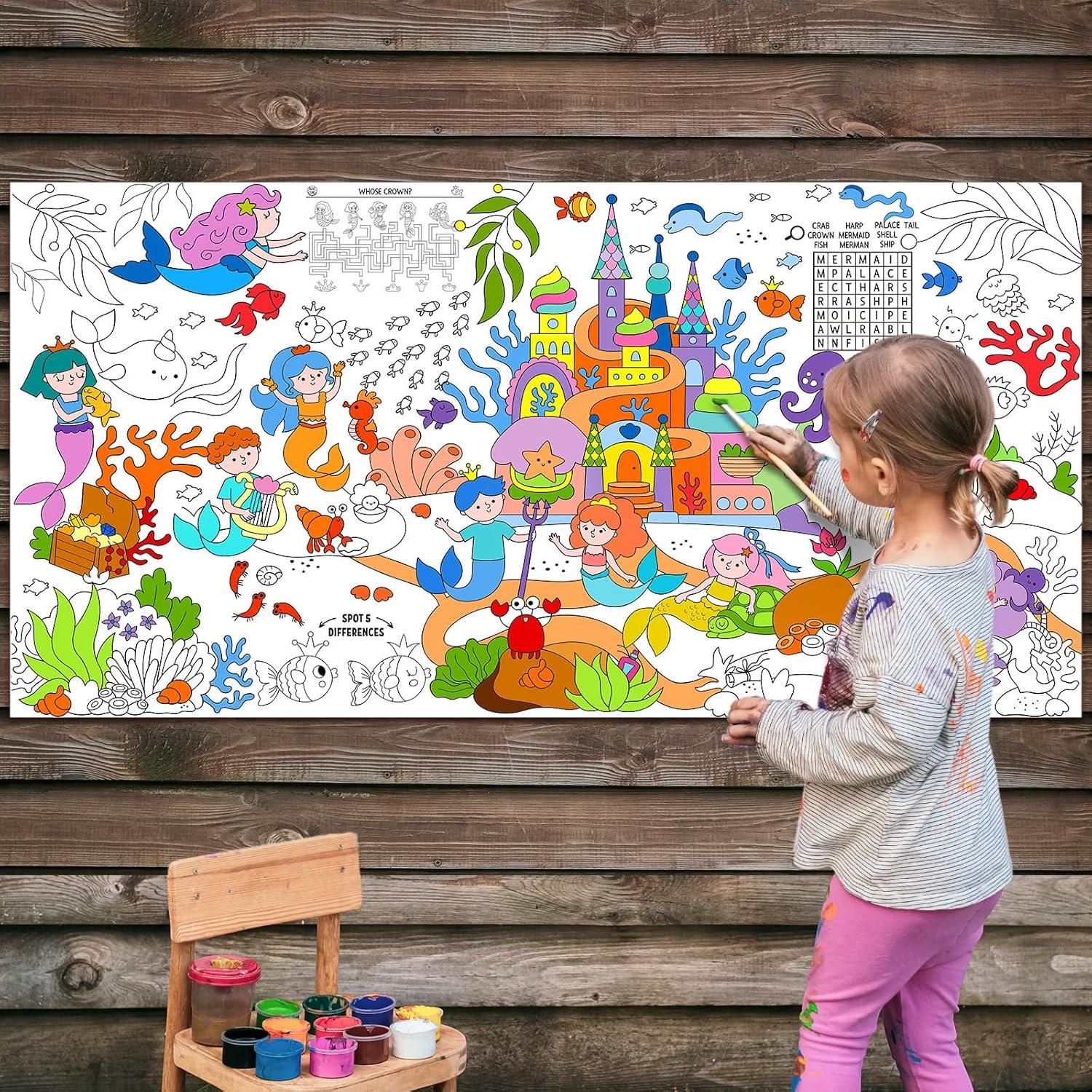 Carteles Gigantes para Colorear Motipuns 2 Pcs Sirenas 89x180cm