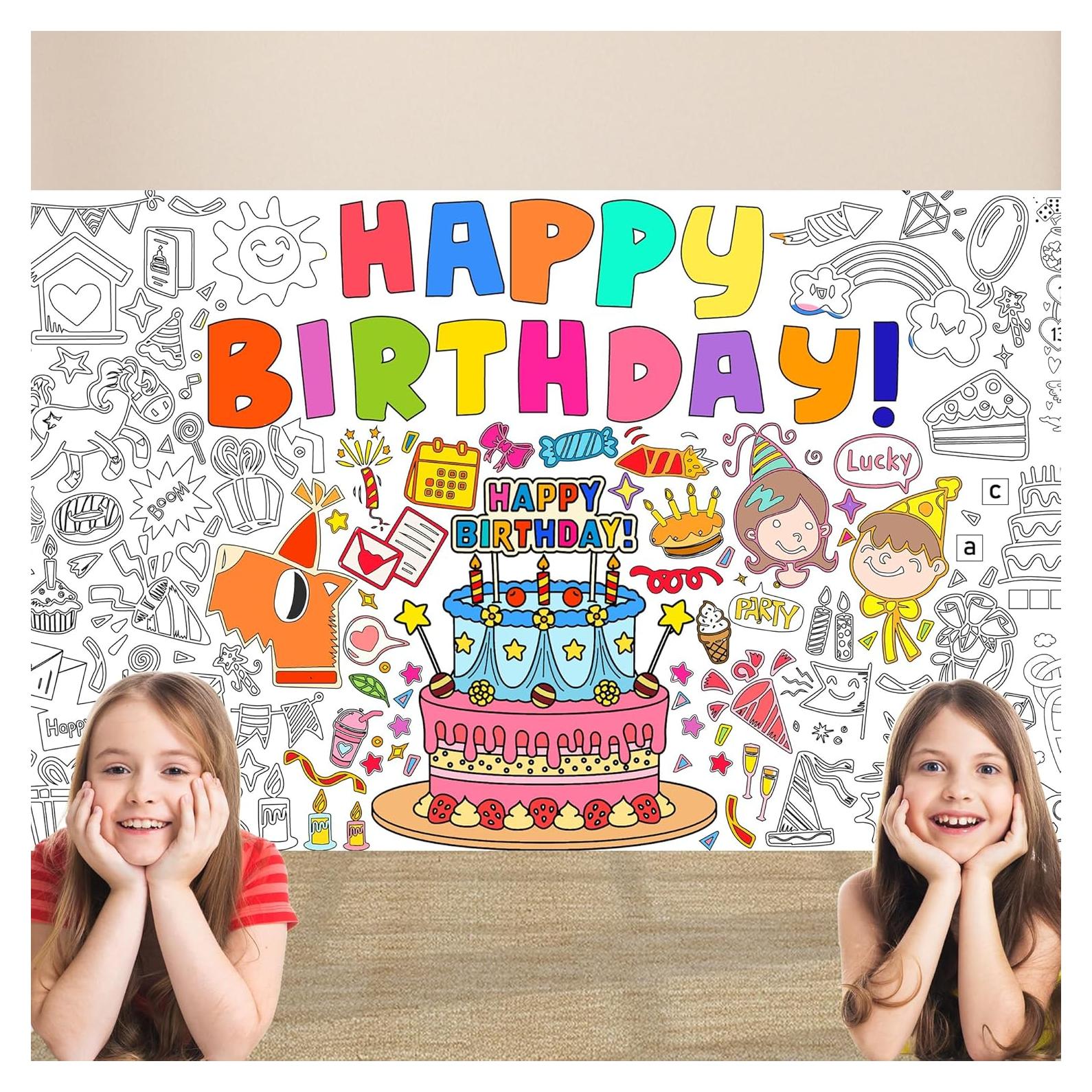 Mantel para Colorear Cumpleaños PURPLIZATION 76x183 cm