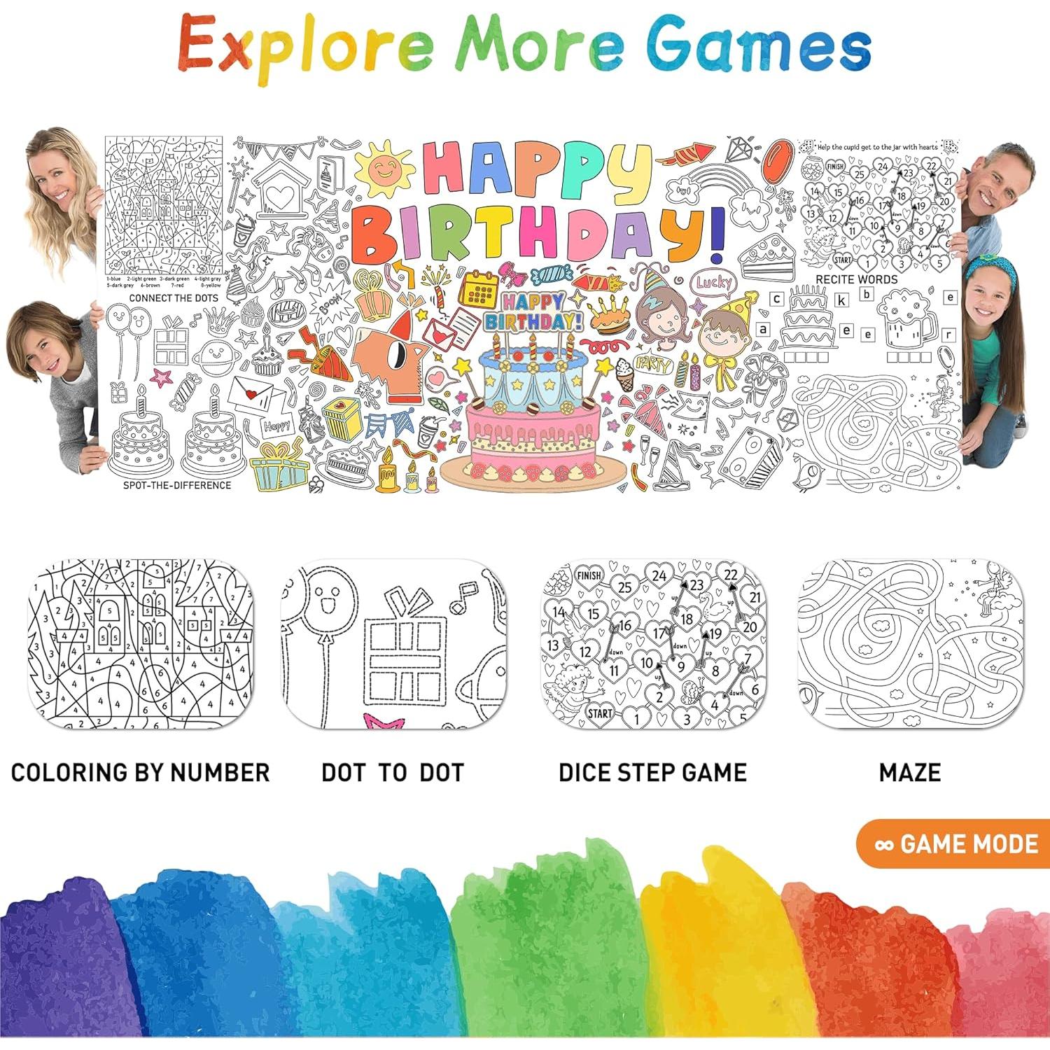 Mantel para Colorear Cumpleaños PURPLIZATION 76x183 cm