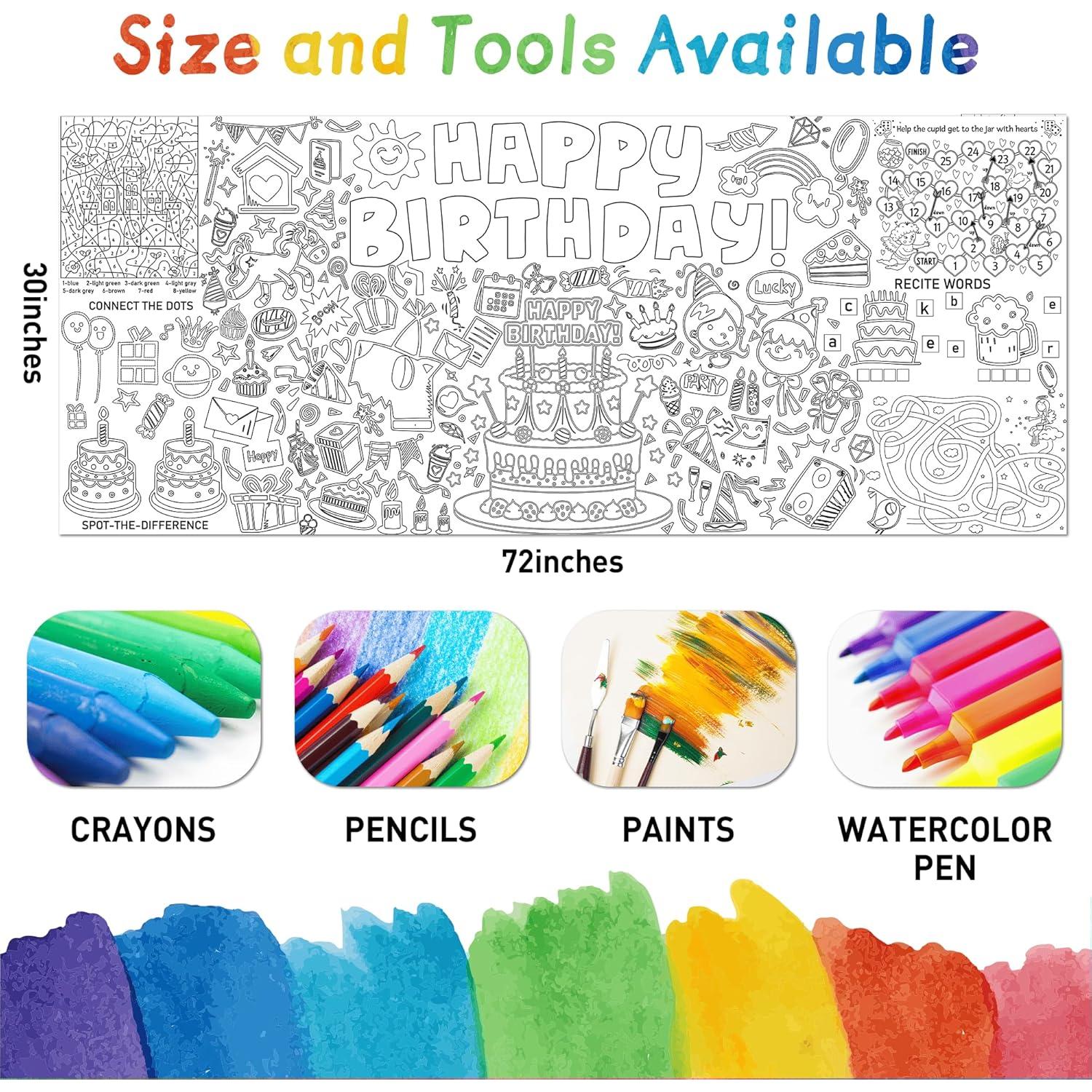 Mantel para Colorear Cumpleaños PURPLIZATION 76x183 cm