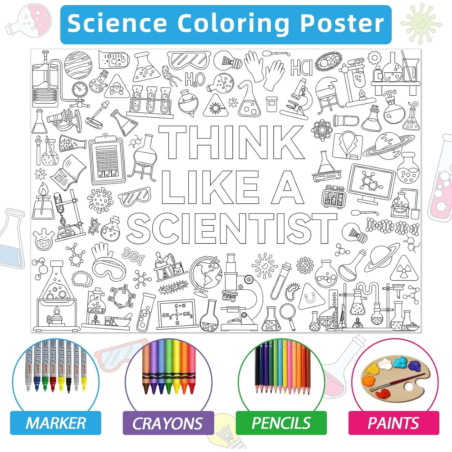 Póster Gigante para Colorear de Ciencia Naozinebi 80x110cm