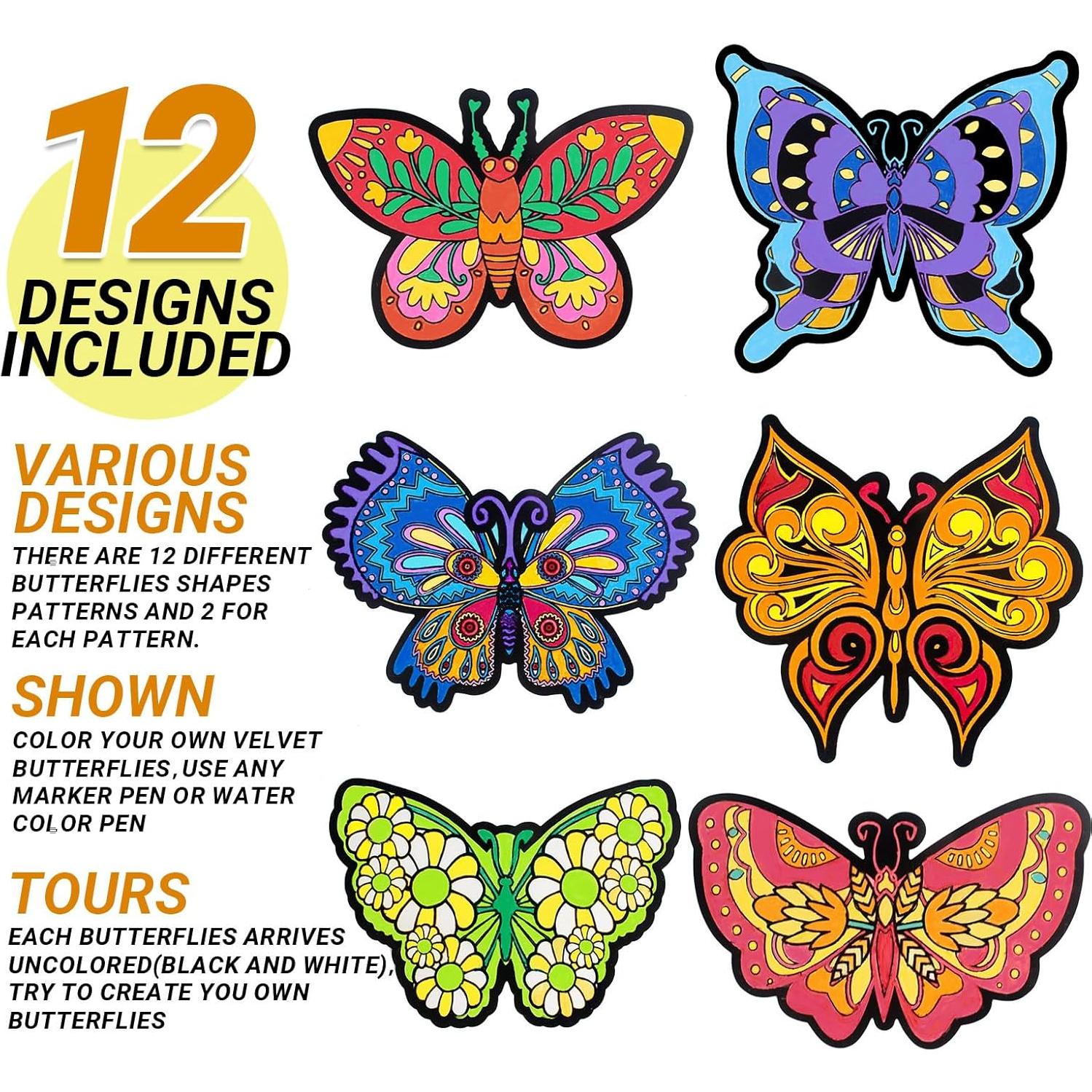 Kit de Manualidades Bosctanuc 24 Mariposas Terciopelo 20x15 cm