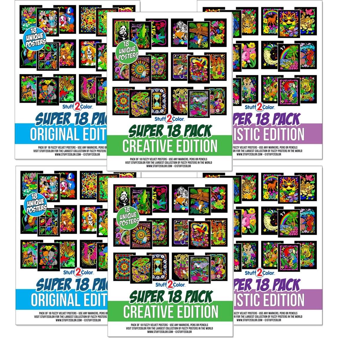 Paquete de 108 Carteles de Terciopelo para Colorear Stuff2Color