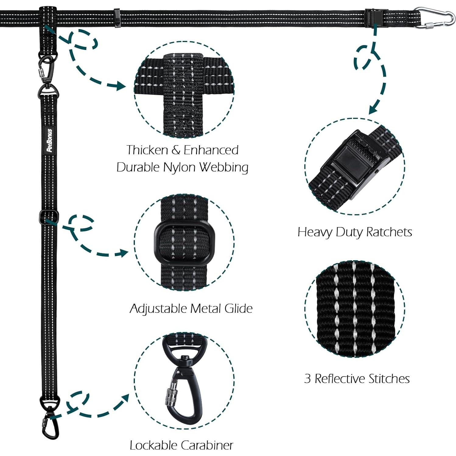 Correa de Seguridad para Perros PetBonus Ajustable Negro