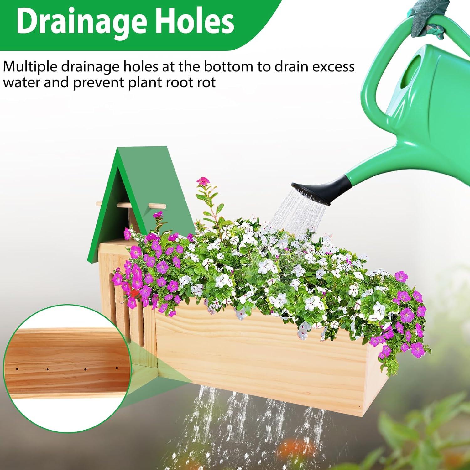 Casa de Mariposas de Madera RGJ con Comedero y Maceta 32cm