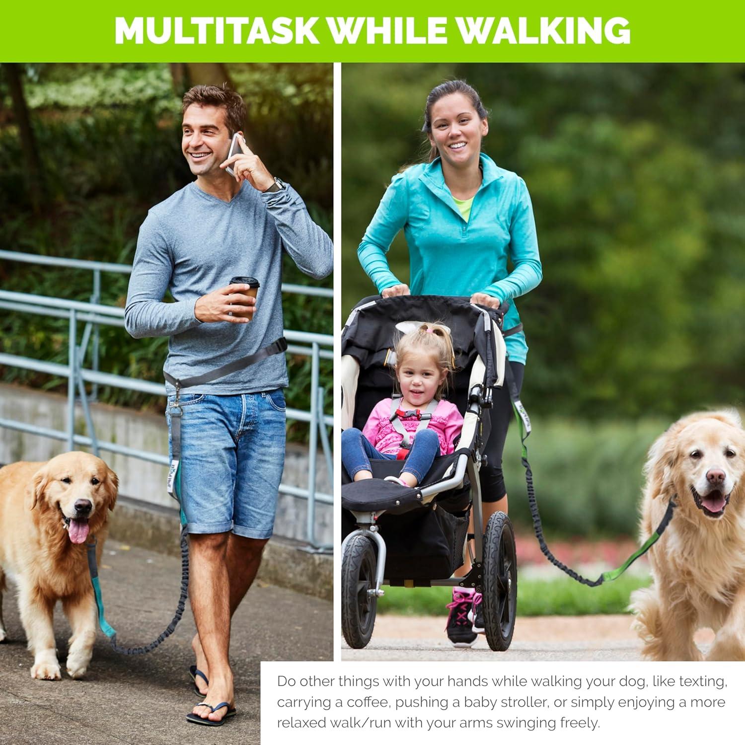 Correa de Cintura Manos Libres Tuff Mutt Verde/Gris para Perros