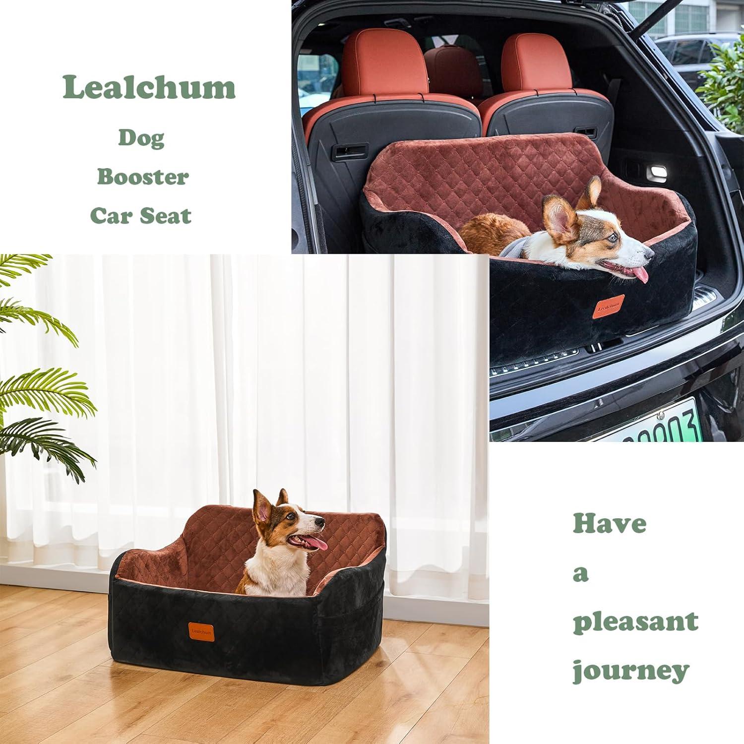 Asiento de Coche para Perros Lealchum Grande Rojo Desmontable