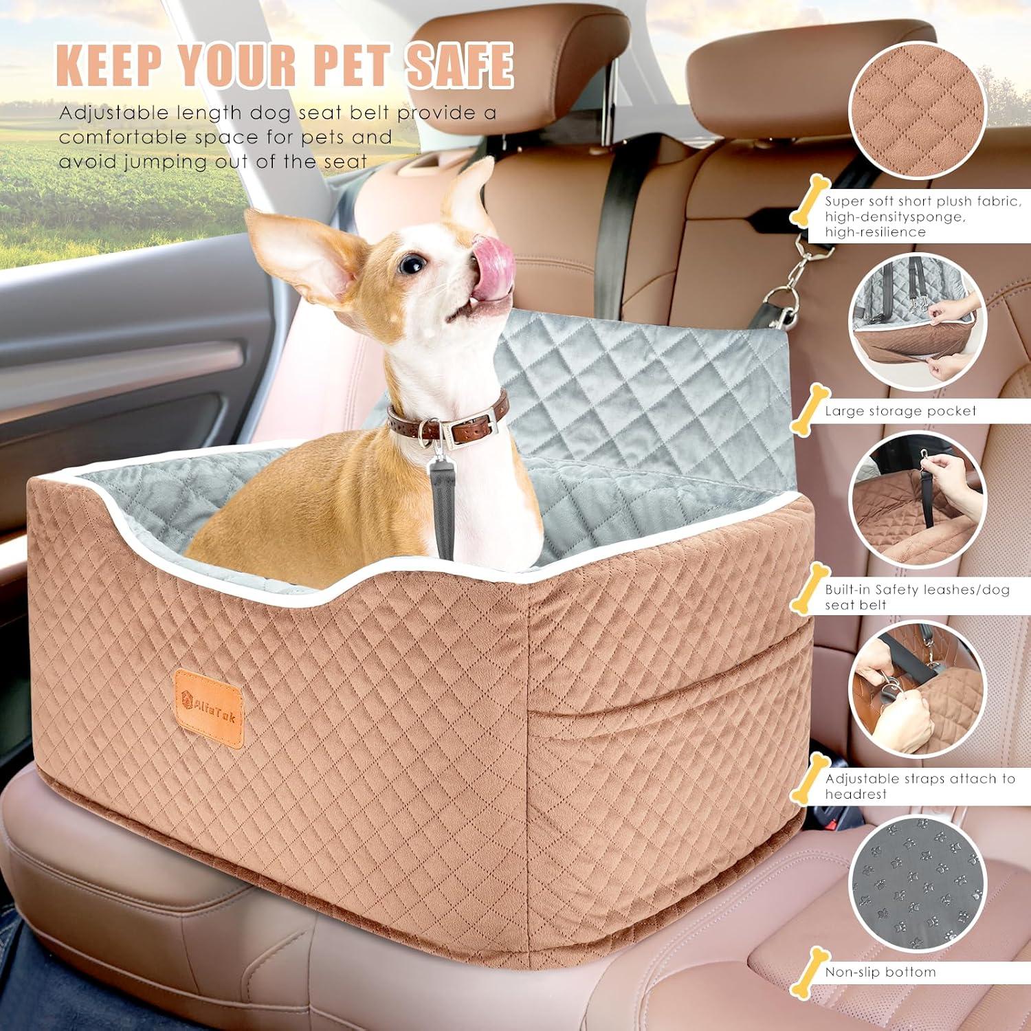 Asiento Elevado para Perros Medianos AlfaTok Marrón 61.8x36.4 cm