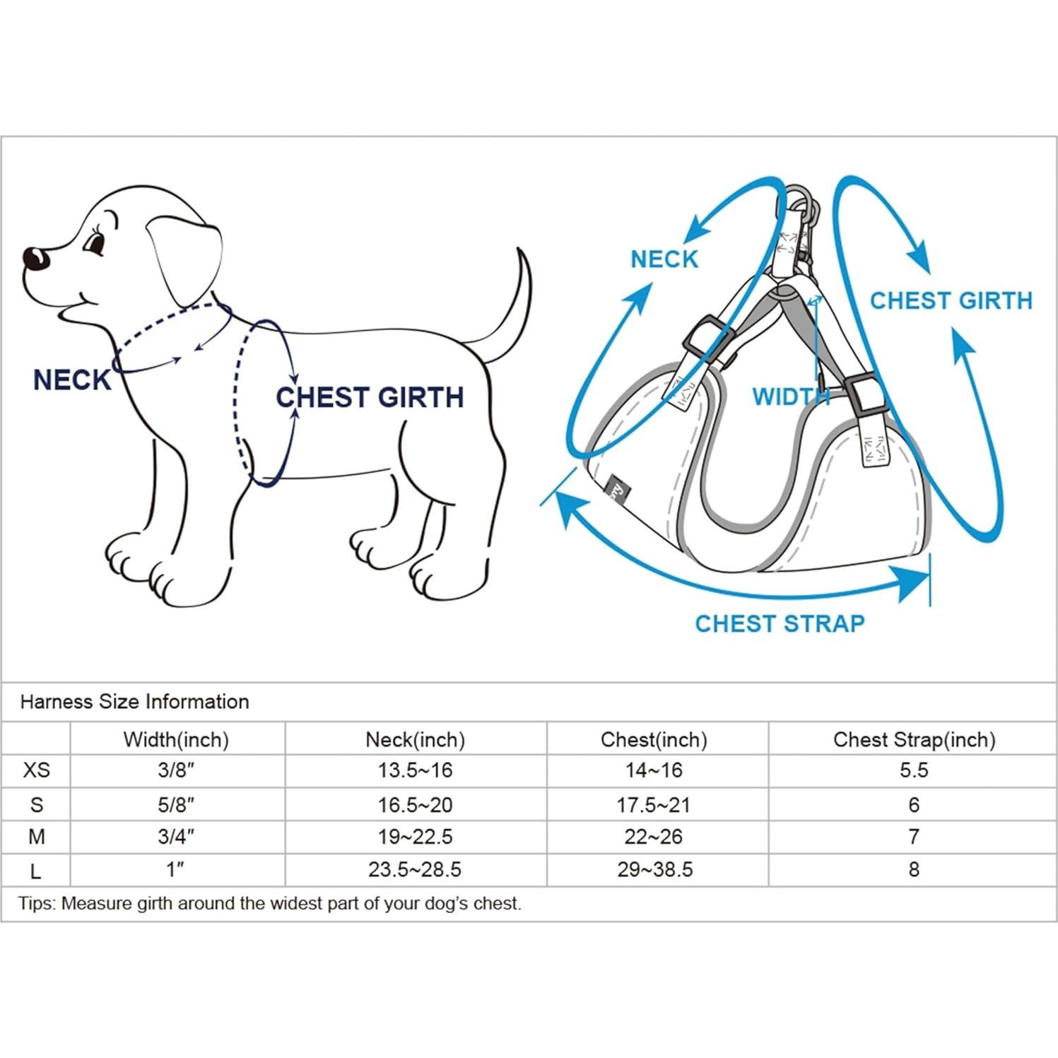 Arnés Reflectante para Perros Blueberry Pet Mediano con Cinturón de Seguridad