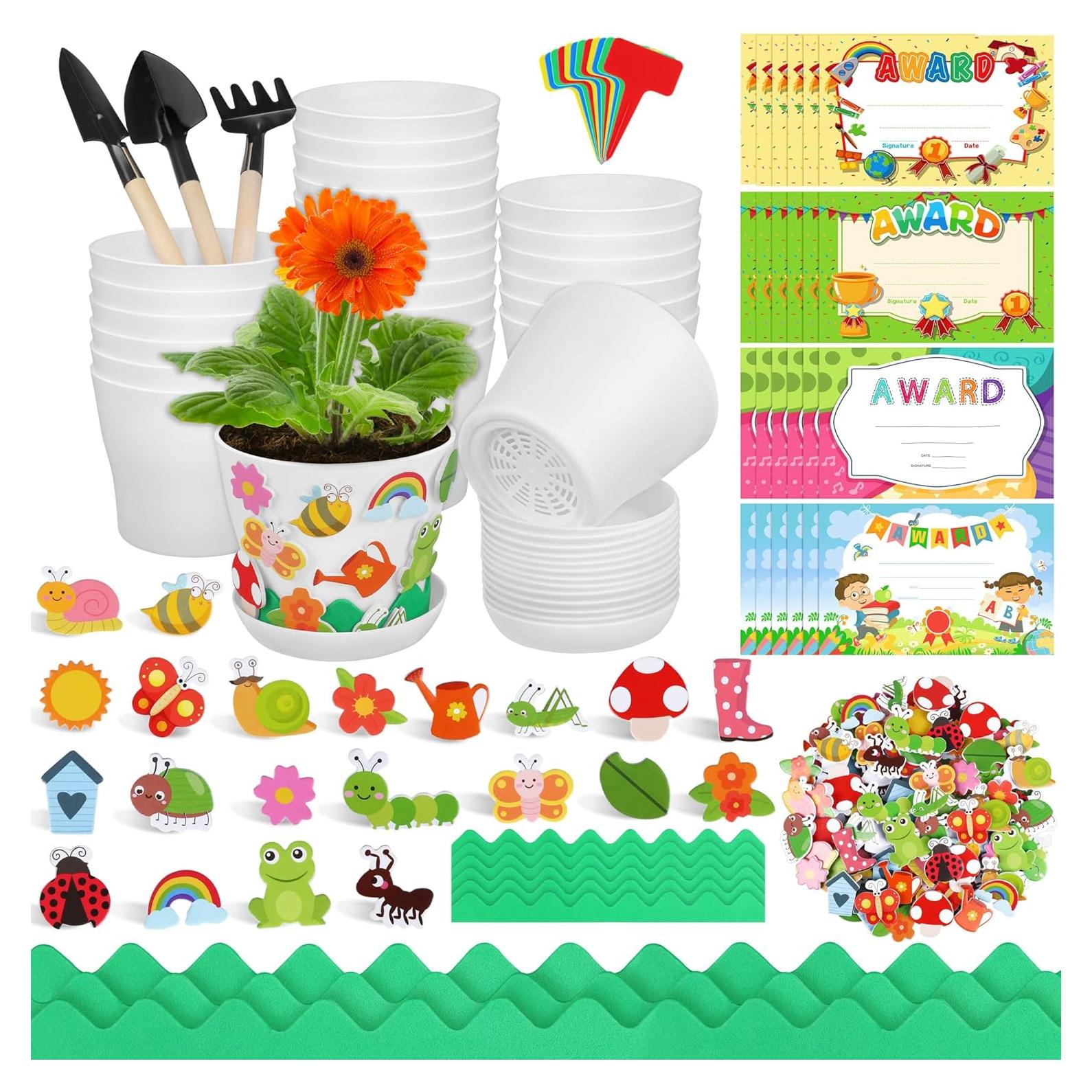 Kit de Manualidades de Macetas de Plástico Elcoho 24 Piezas