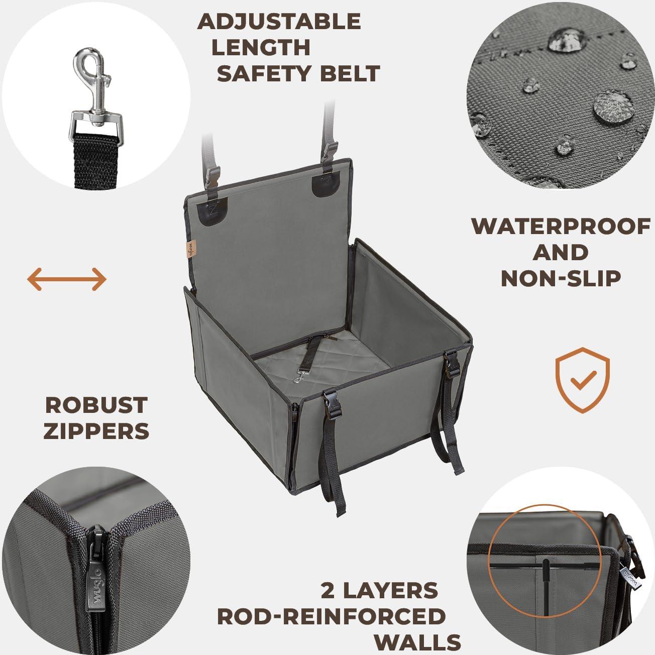 Asiento de Coche para Perros Wuglo Reforzado Gris S
