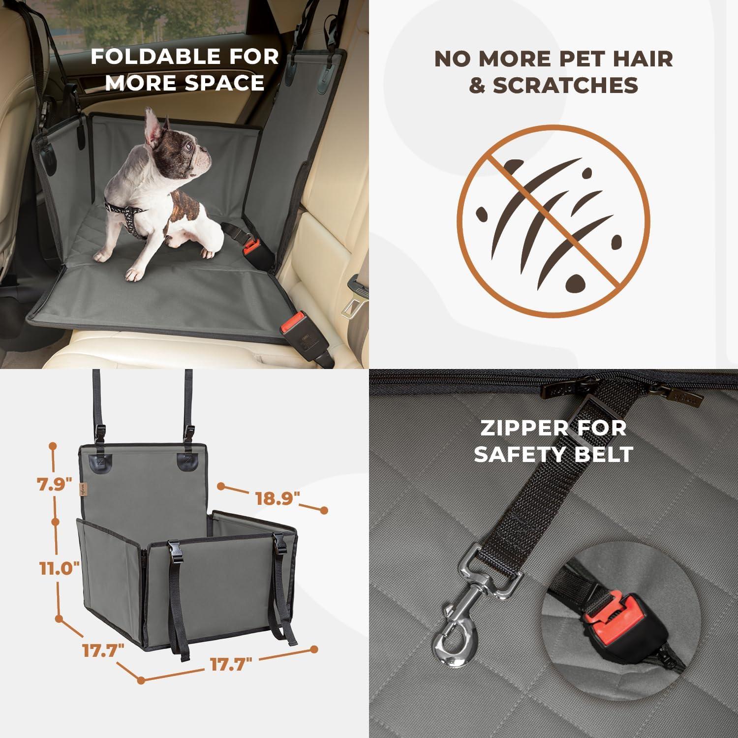 Asiento de Coche para Perros Wuglo Reforzado Gris S