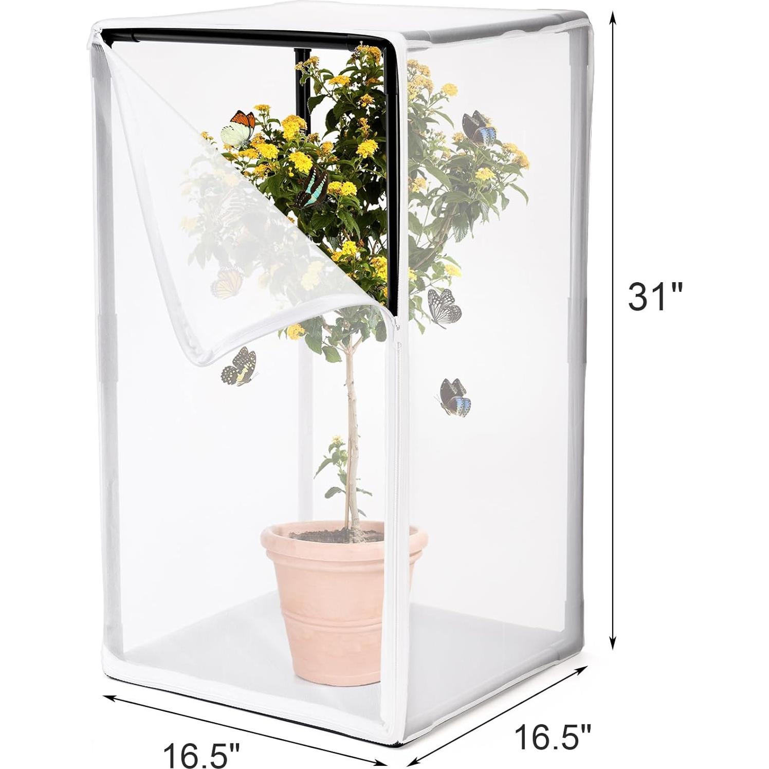 Jaula de Hábitat para Mariposas Kingrol 42x42x78 cm Malla