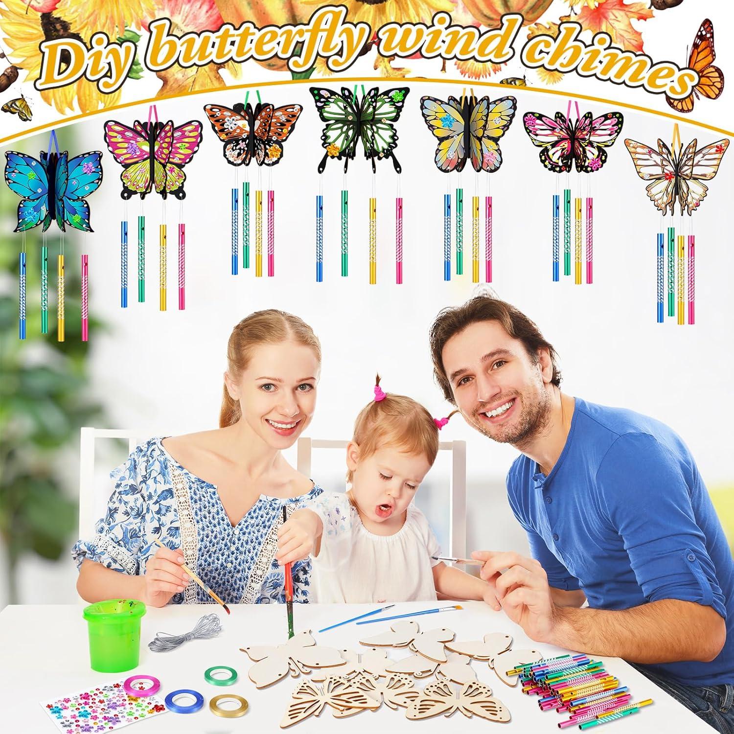 Kit de Campanas de Viento DIY GlikCeil - 128 Piezas Mariposa
