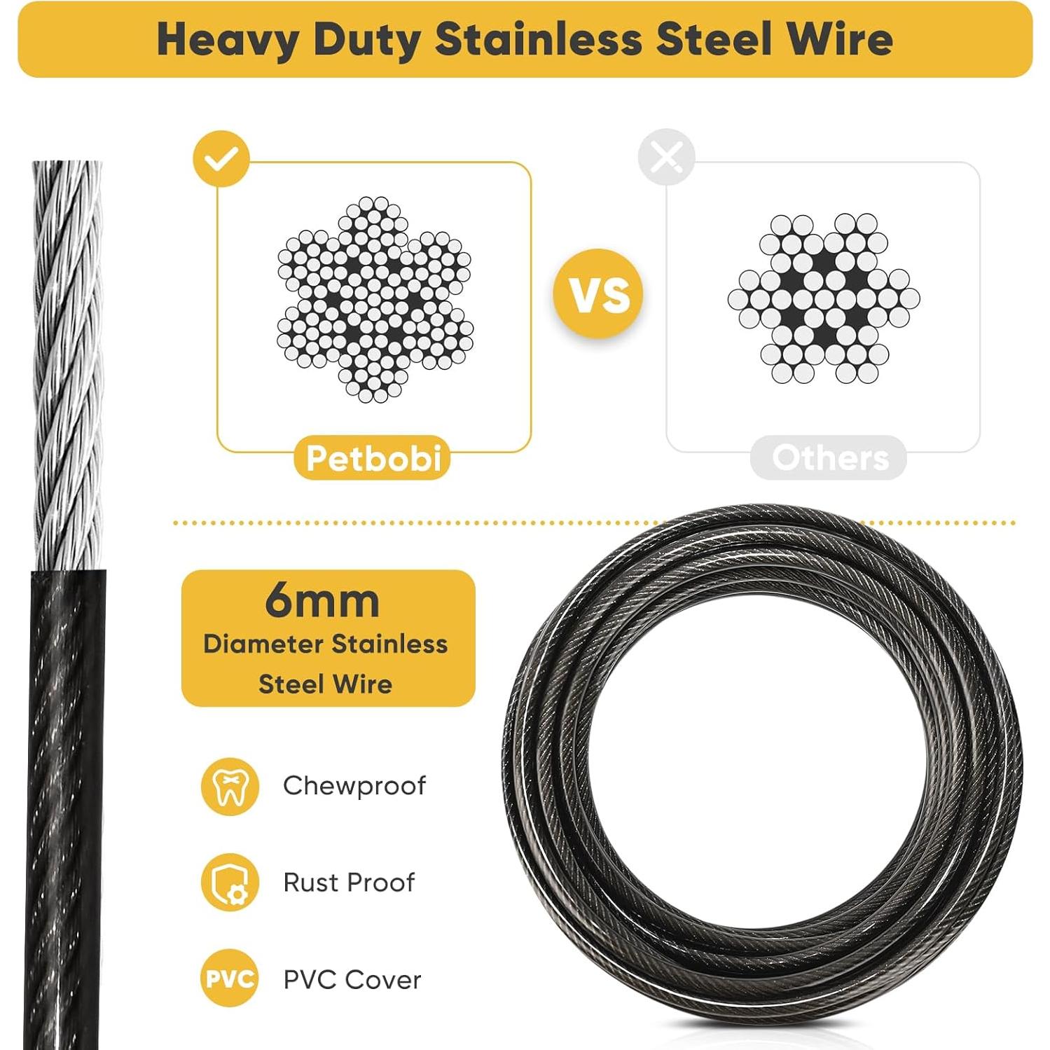 Cable de Atado para Perros Petbobi 6M Alta Resistencia Negro